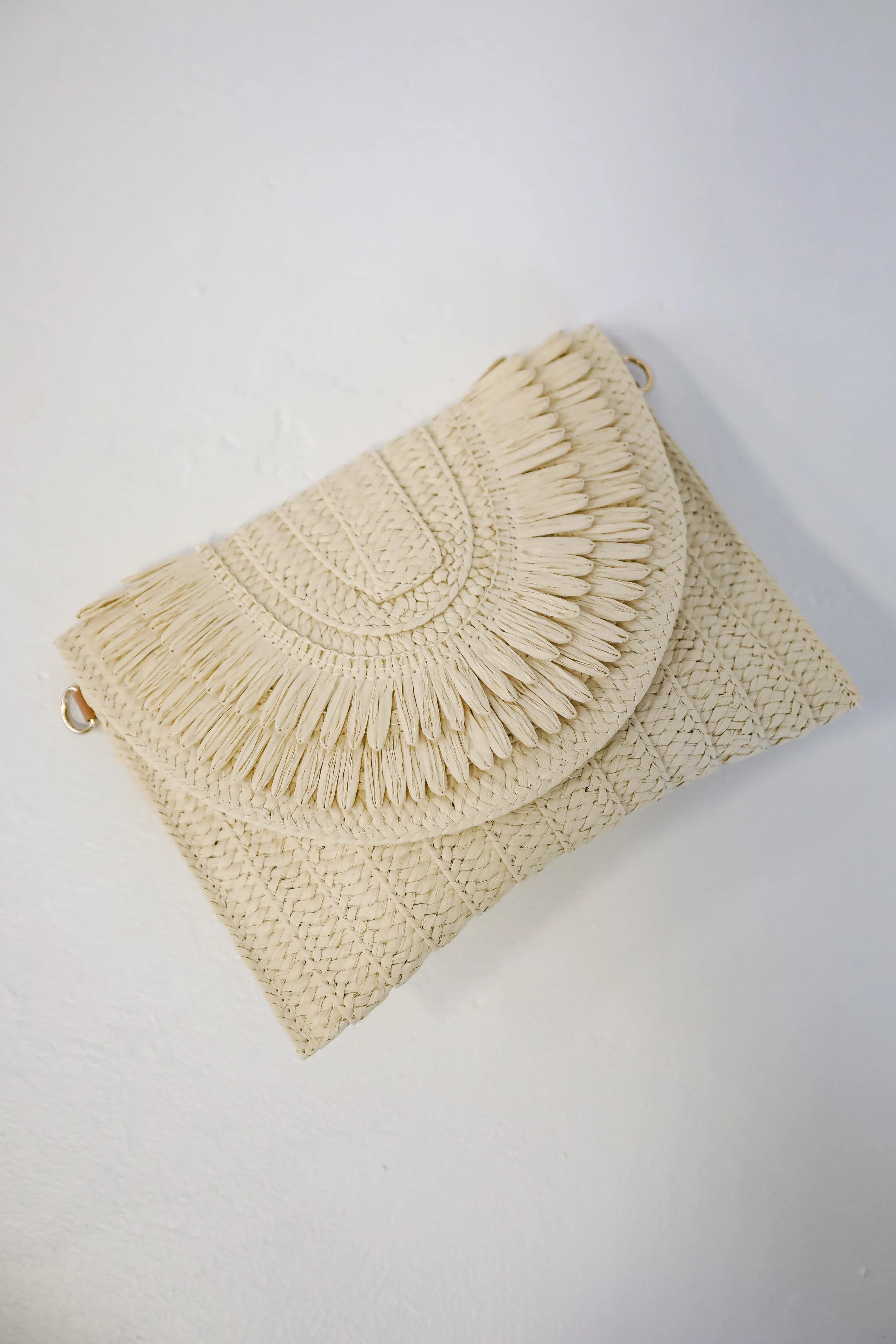 Already There Ivory Straw Clutch