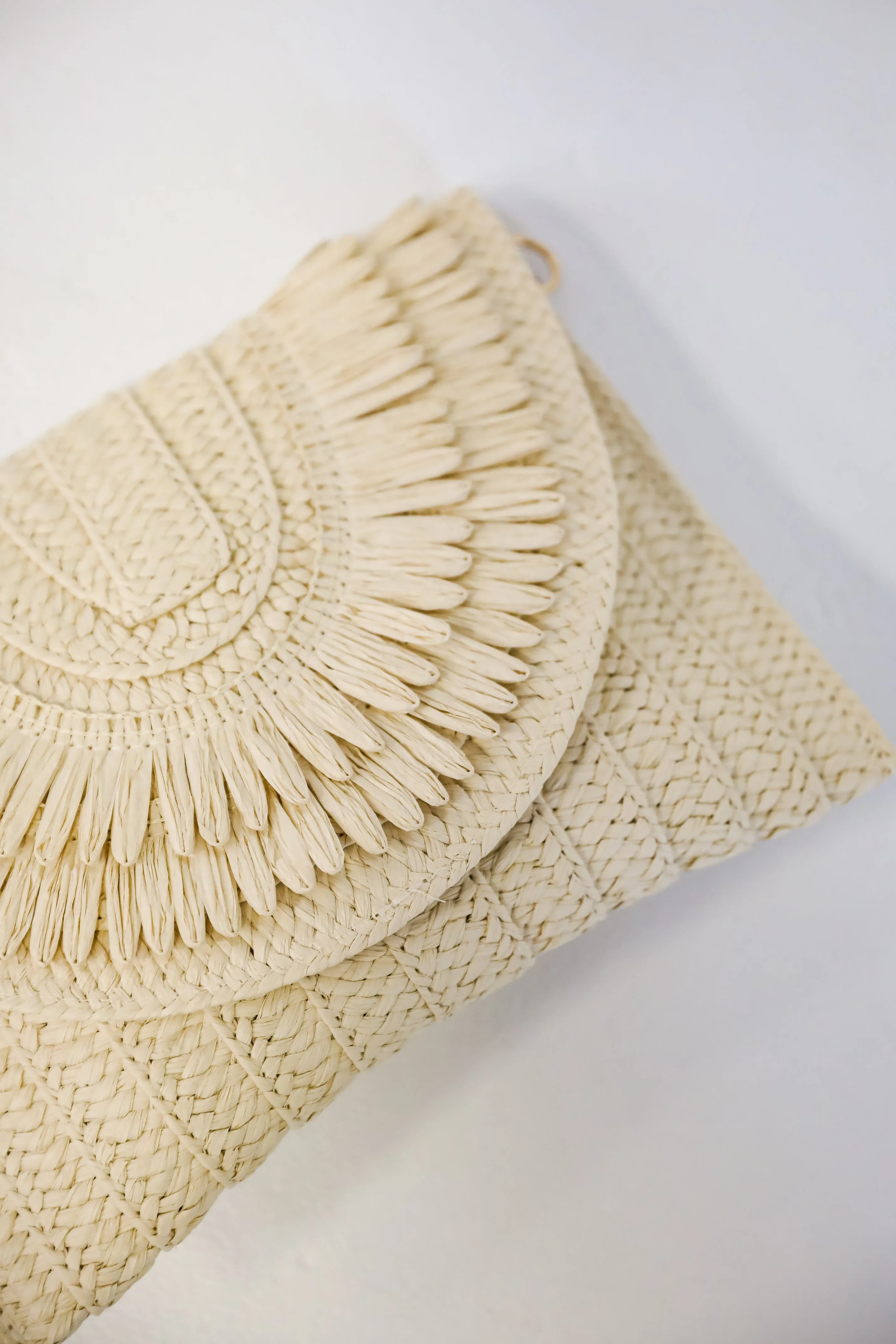 Already There Ivory Straw Clutch