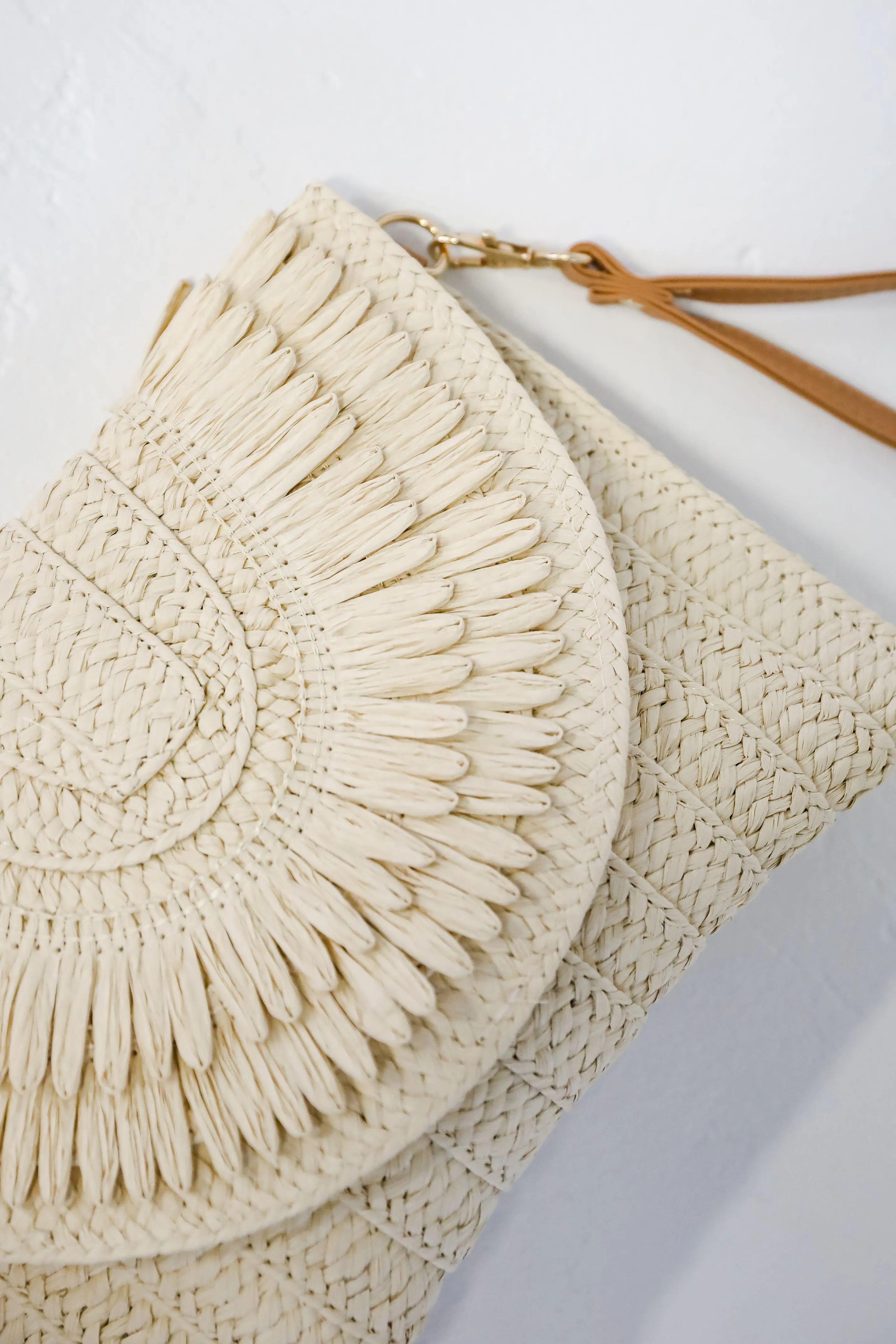 Already There Ivory Straw Clutch