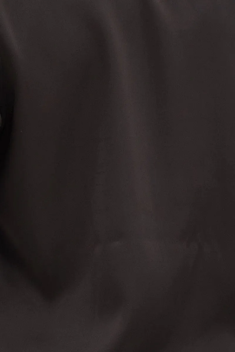 Black Satin Long Sleeve Collared Chain-Link Front Jacket
