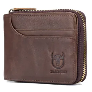 Boy Wallet Leather Zipper Card Holder Wallet Retro RFID Blocking Secure Bag