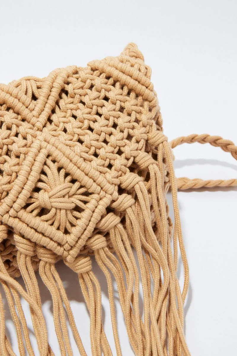 Brown Crochet Crossbody Bag