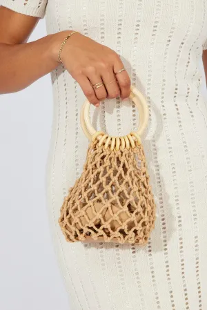 Brown Crochet Round Handled Bag