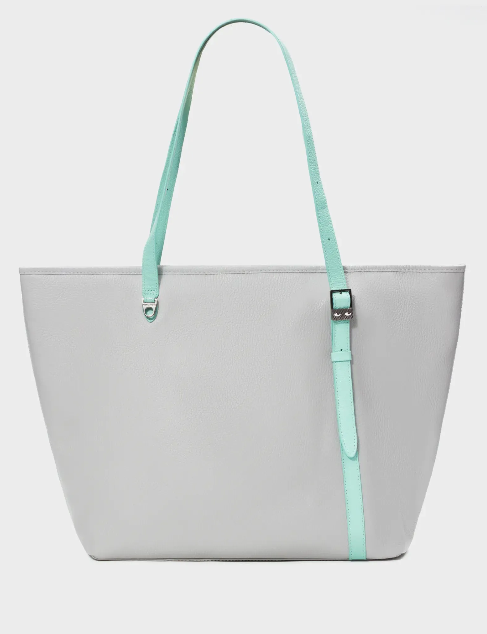 Bruno Moonwalk Gray Leather Tote Bag - Pigeonista Print
