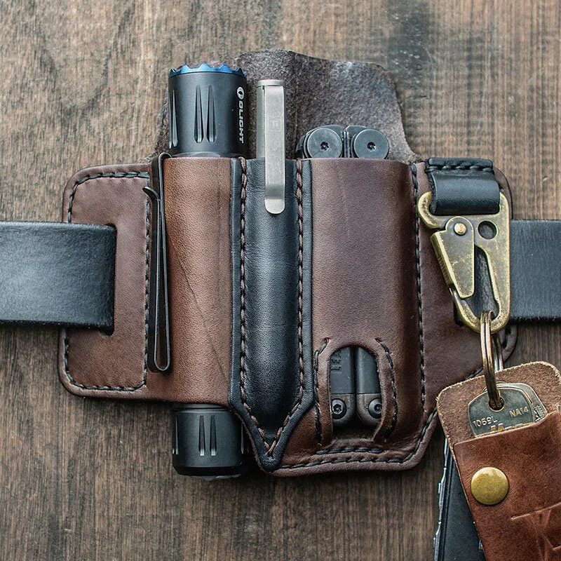 Camping Tactical Tool Leather Case Outdoor Sports Waist Pouch For Bag