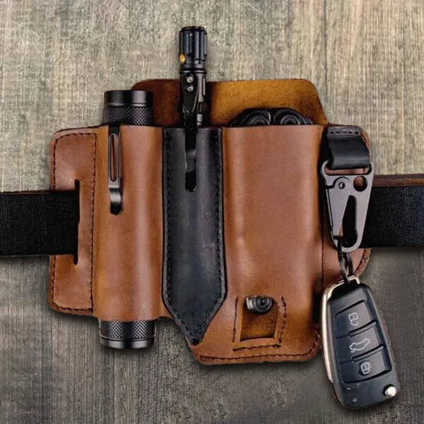Camping Tactical Tool Leather Case Outdoor Sports Waist Pouch For Bag