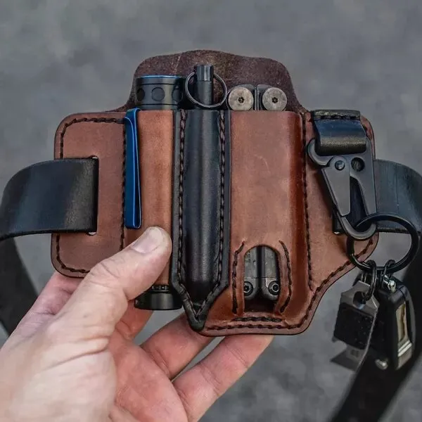 Camping Tactical Tool Leather Case Outdoor Sports Waist Pouch For Bag