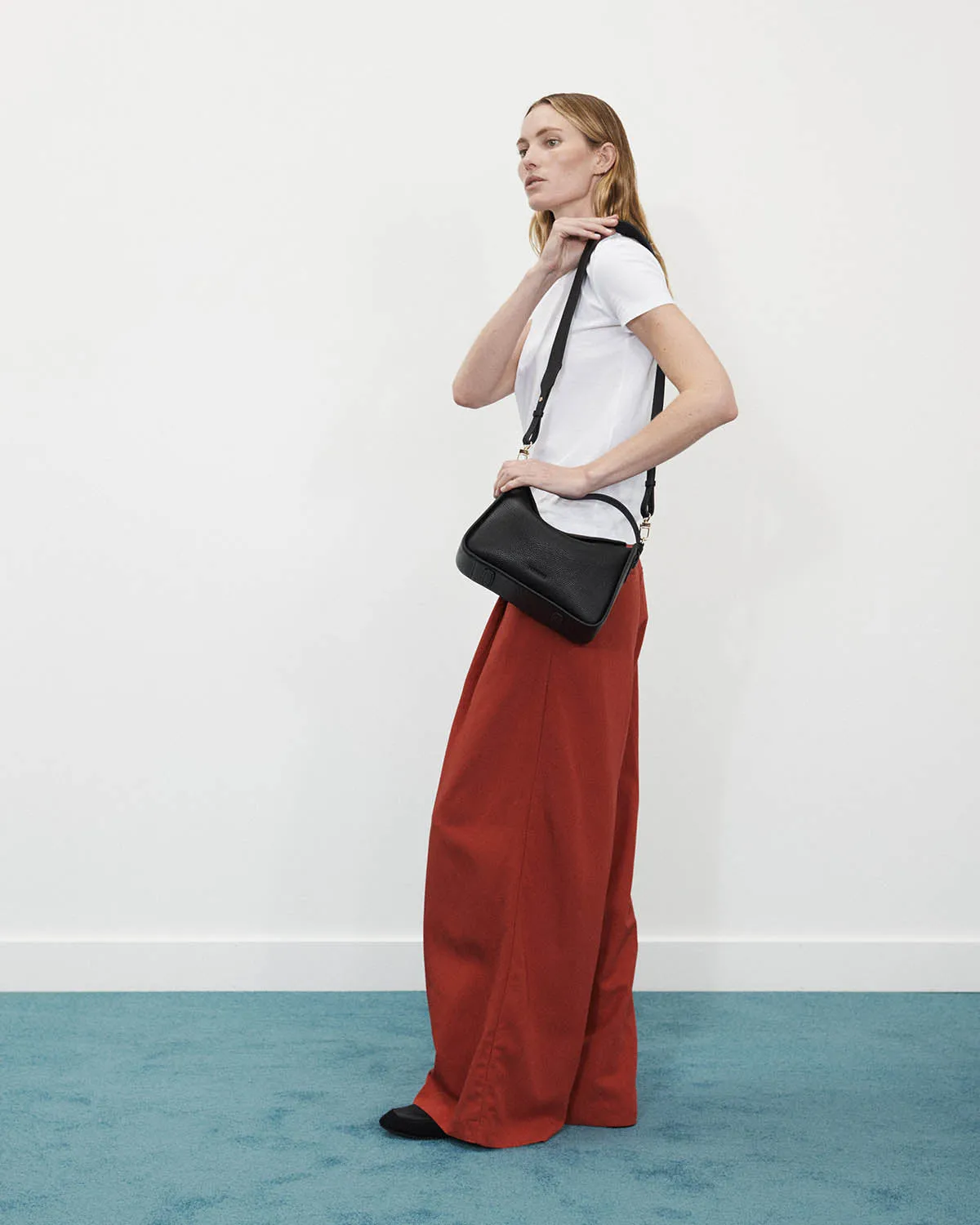 Clementine Bag: Black Pebbled Leather with Gold
