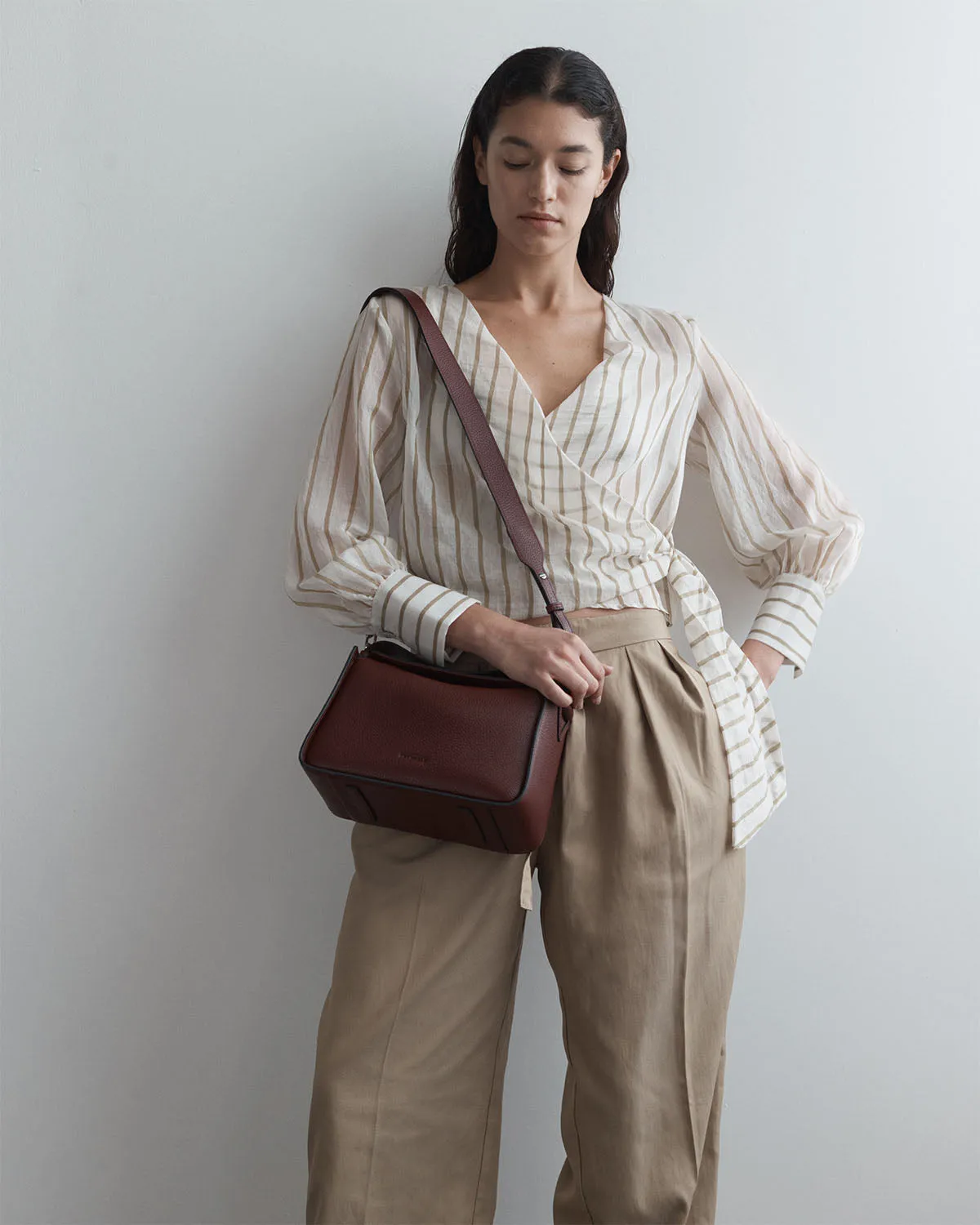 Clementine Bag: Burgundy Pebbled Leather