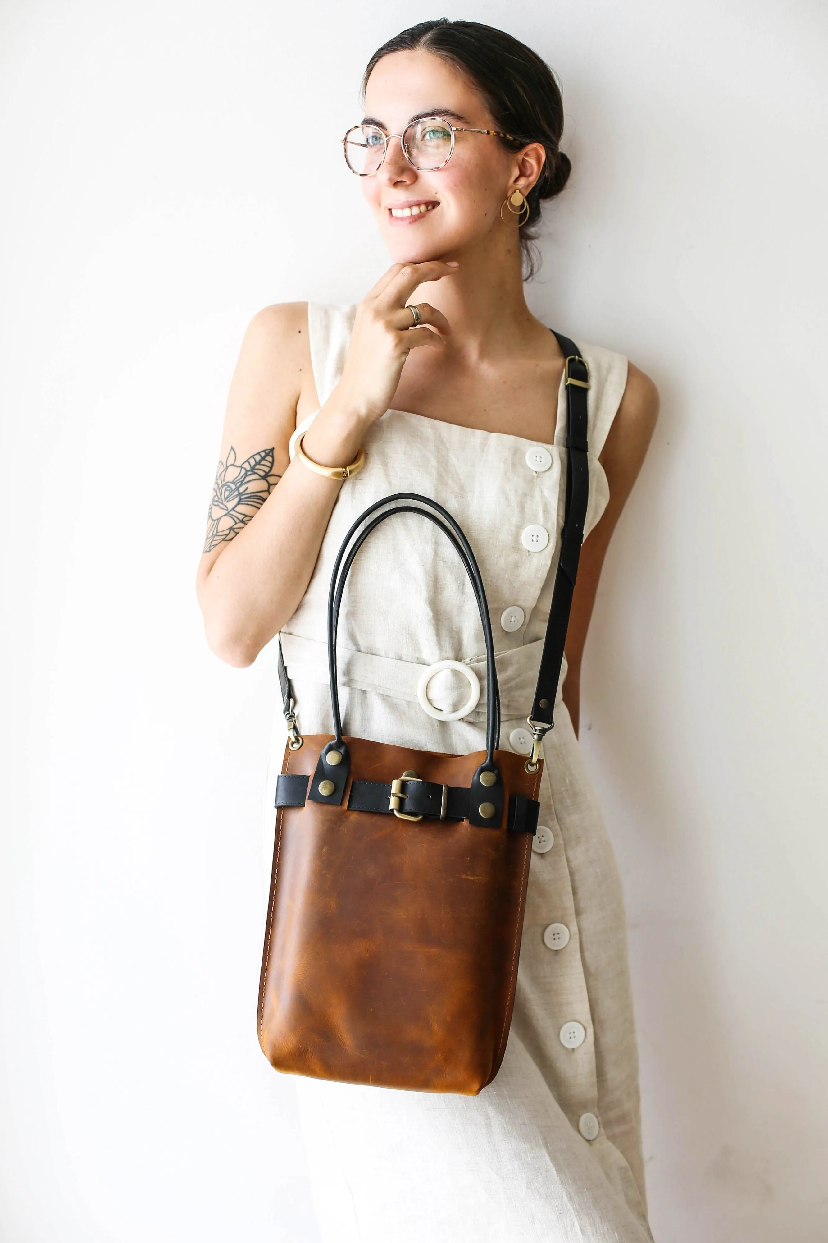 Coffee Brown Leather Handbag