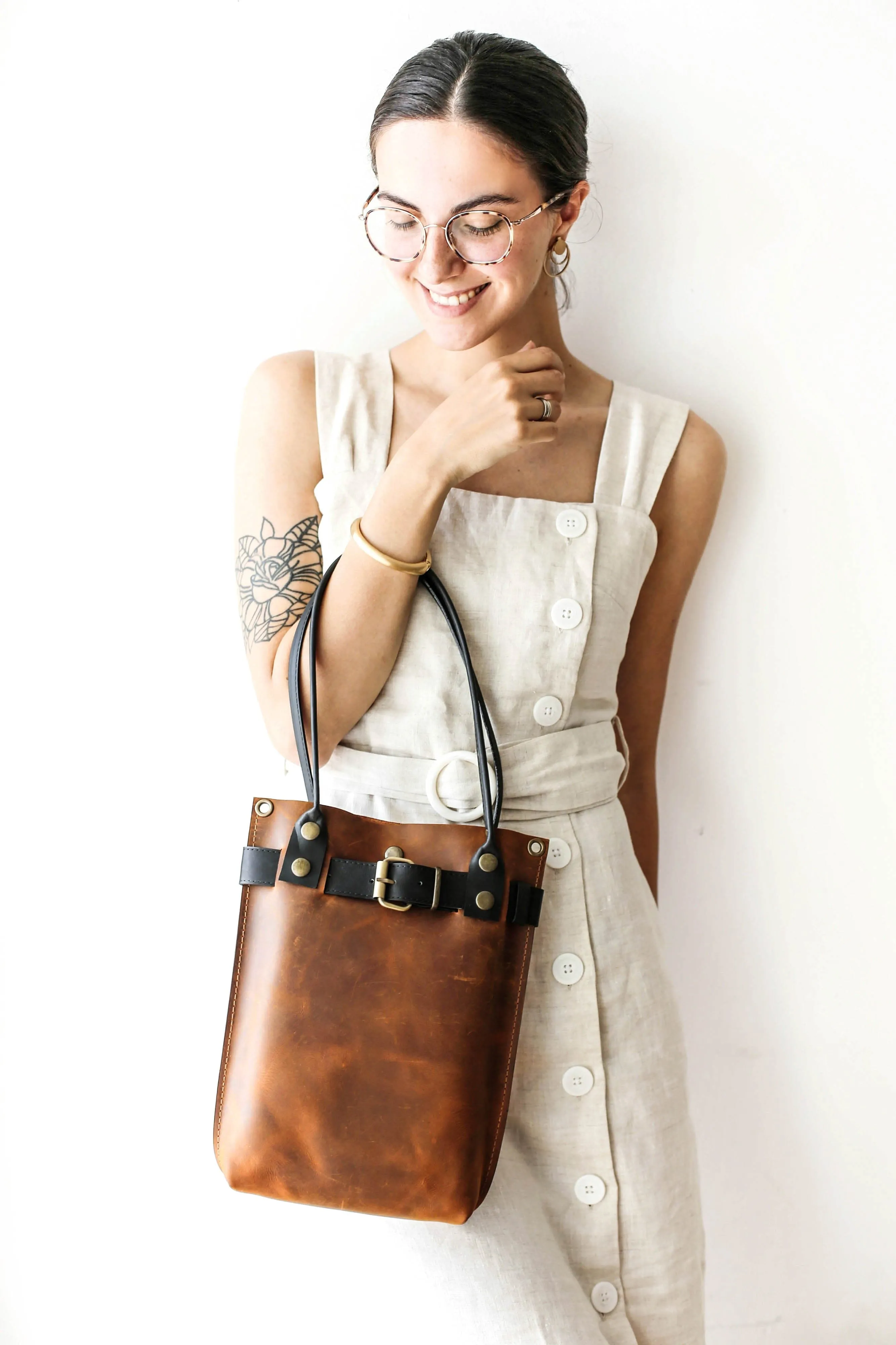 Coffee Brown Leather Handbag