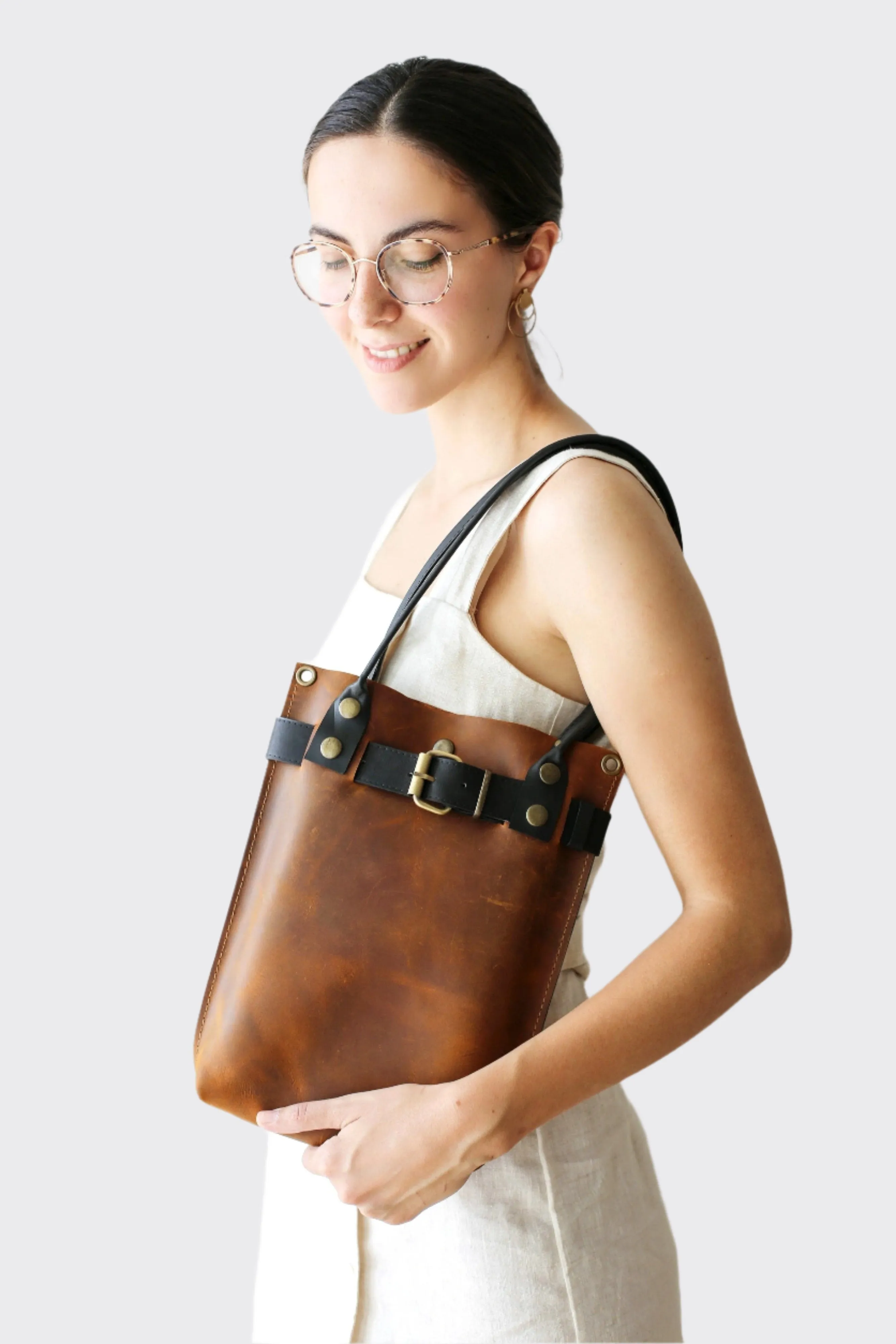Coffee Brown Leather Handbag
