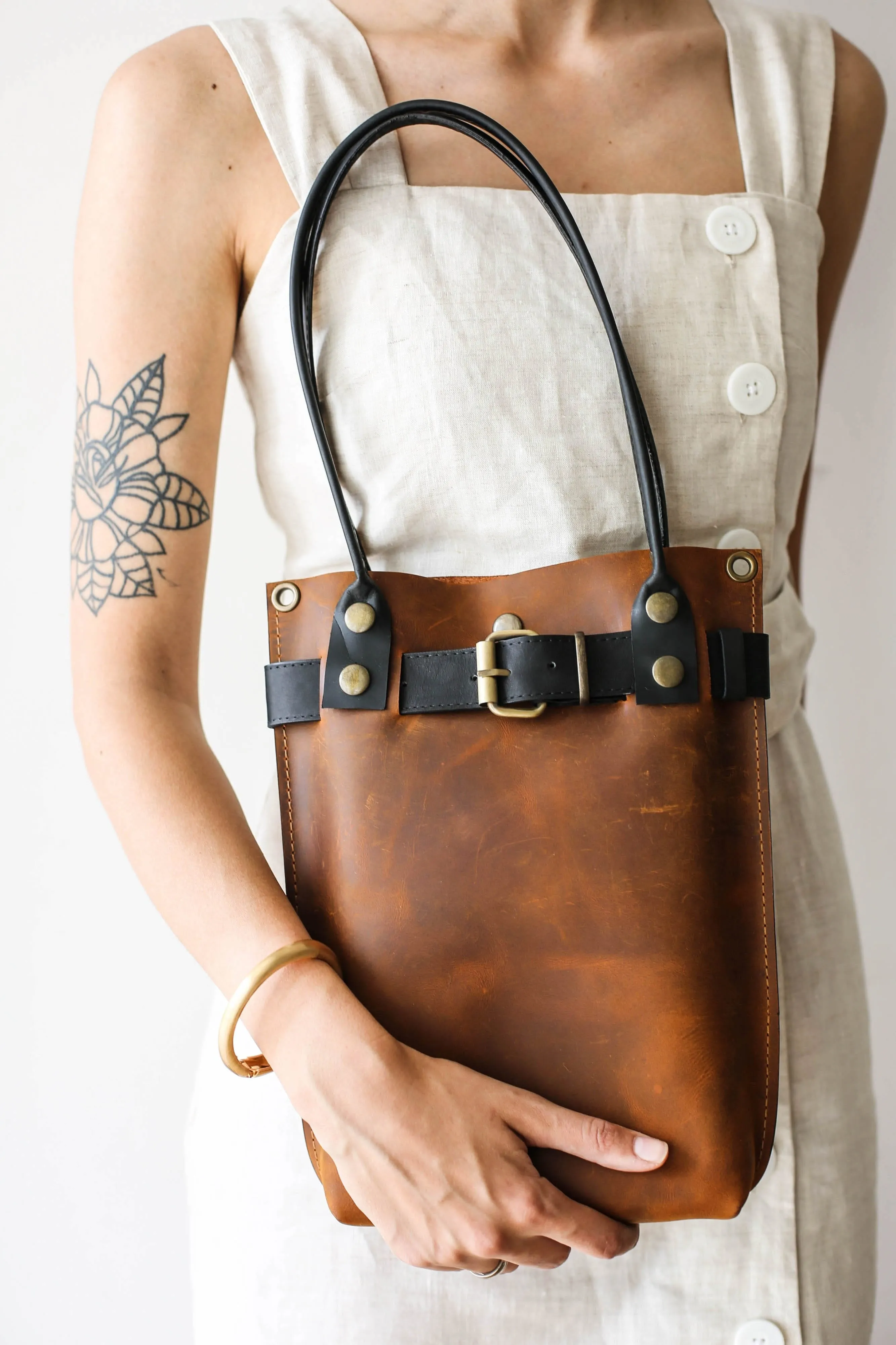 Coffee Brown Leather Handbag