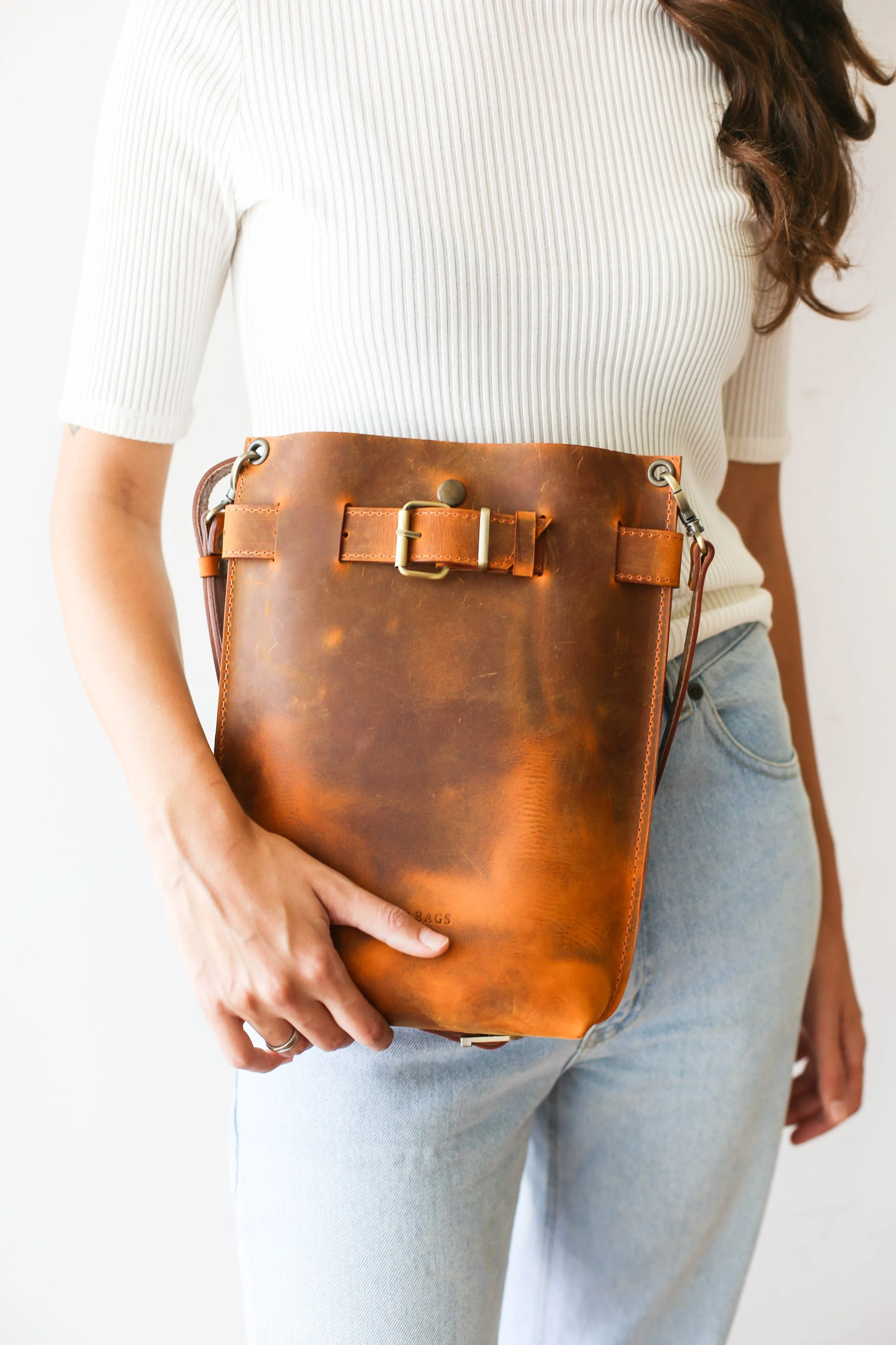 Cognac Brown Leather Bag