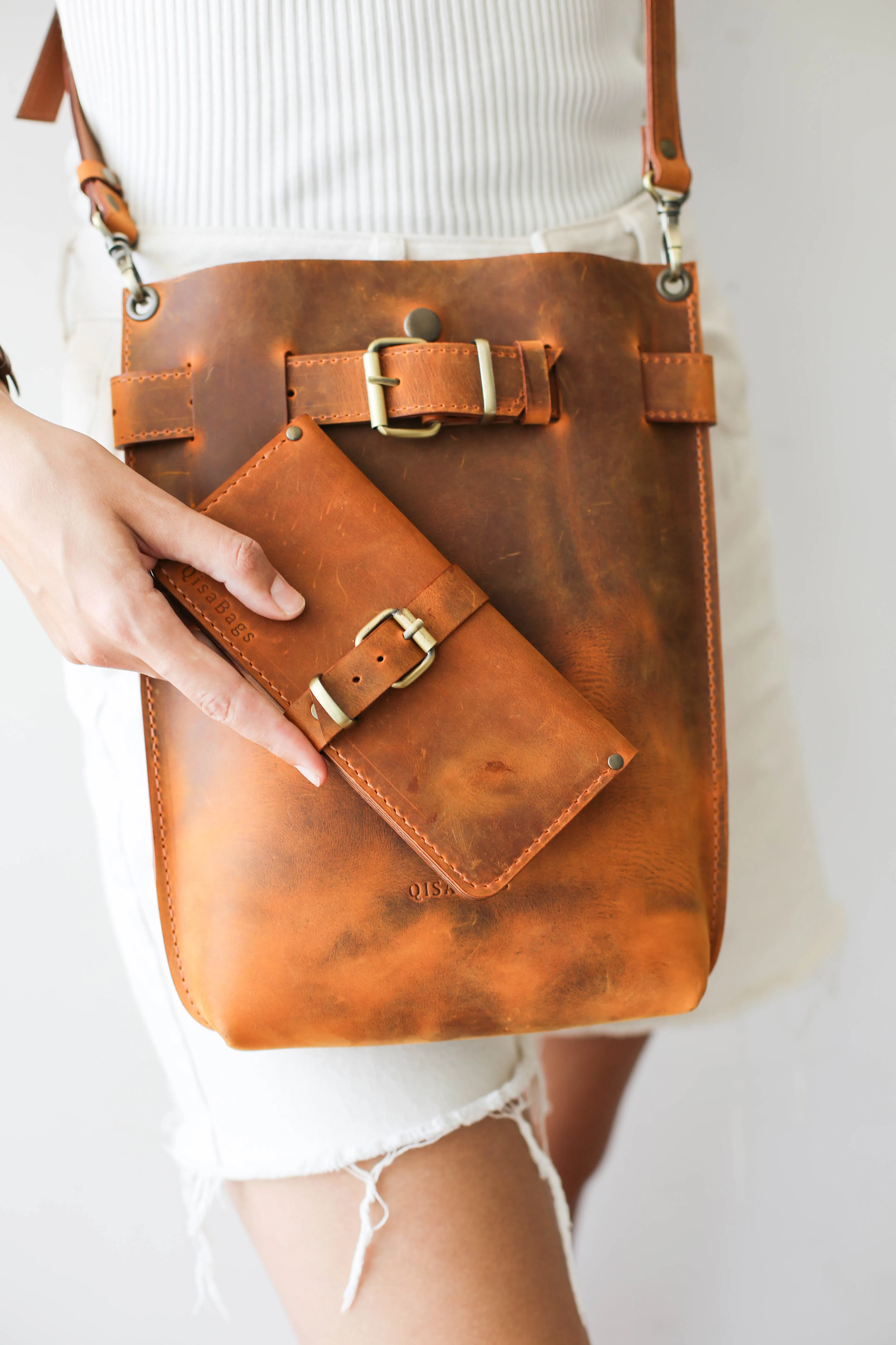 Cognac Brown Leather Bag