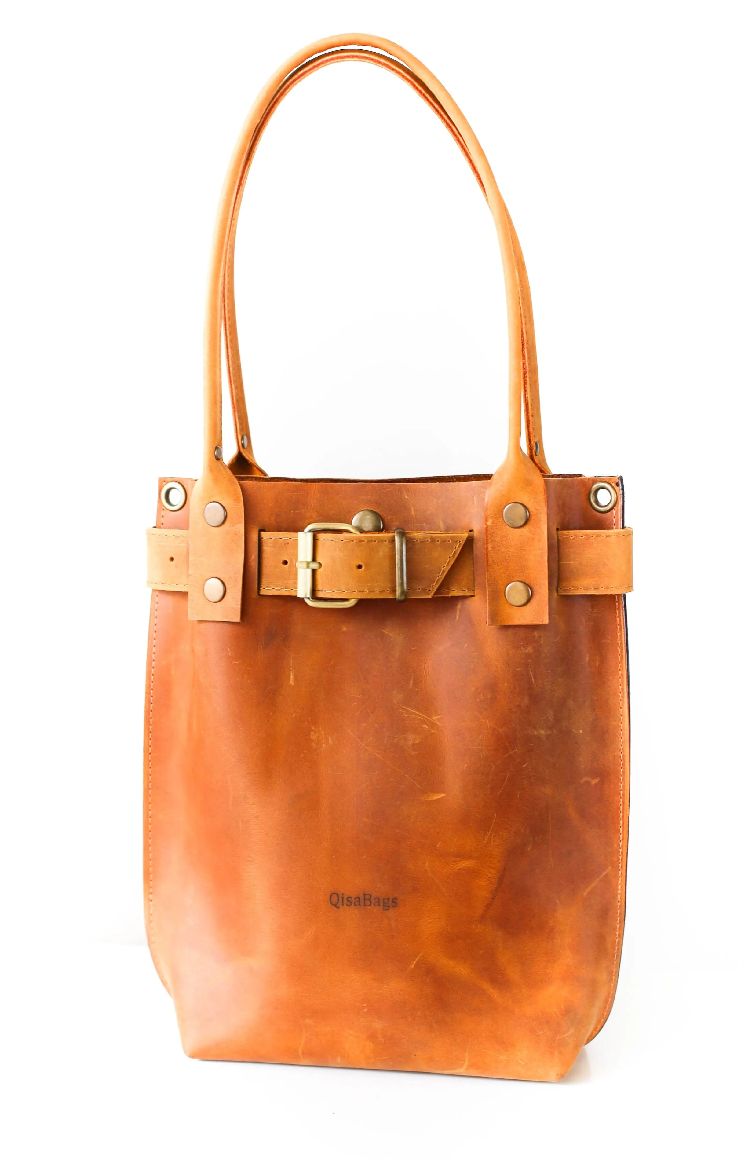 Cognac Brown Leather Handbag