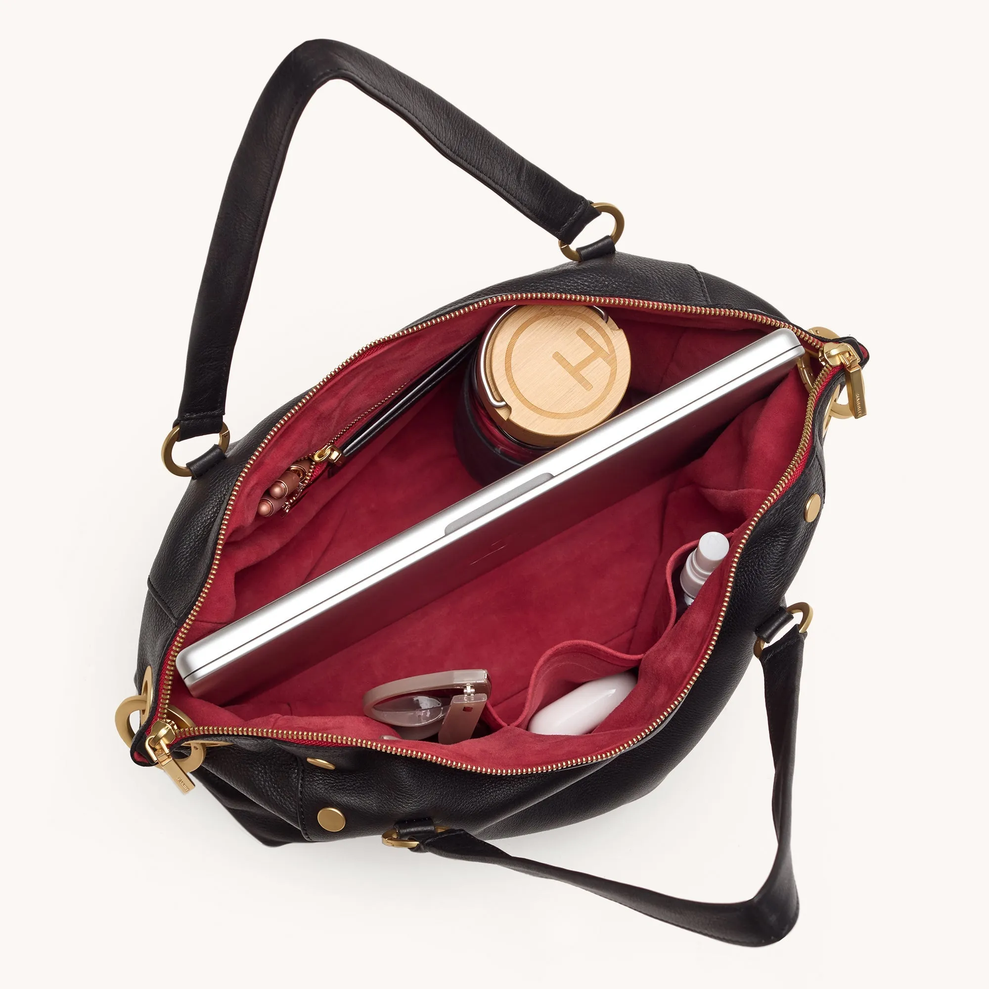 Daniel | Black/Brushed Gold Red Zip | Lrg