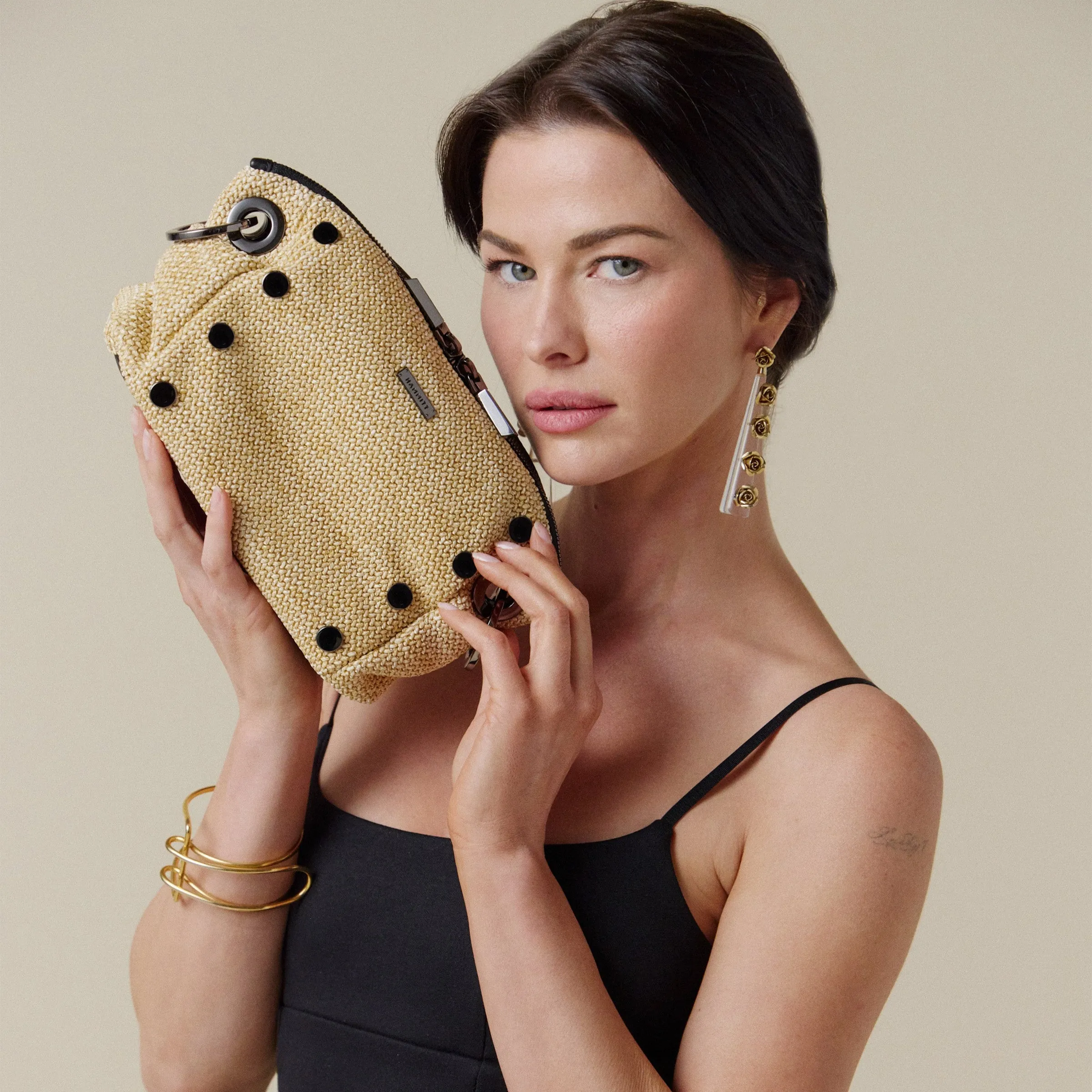 Daniel Crossbody Clutch | Chaparral Raffia/Gunmetal | Sml