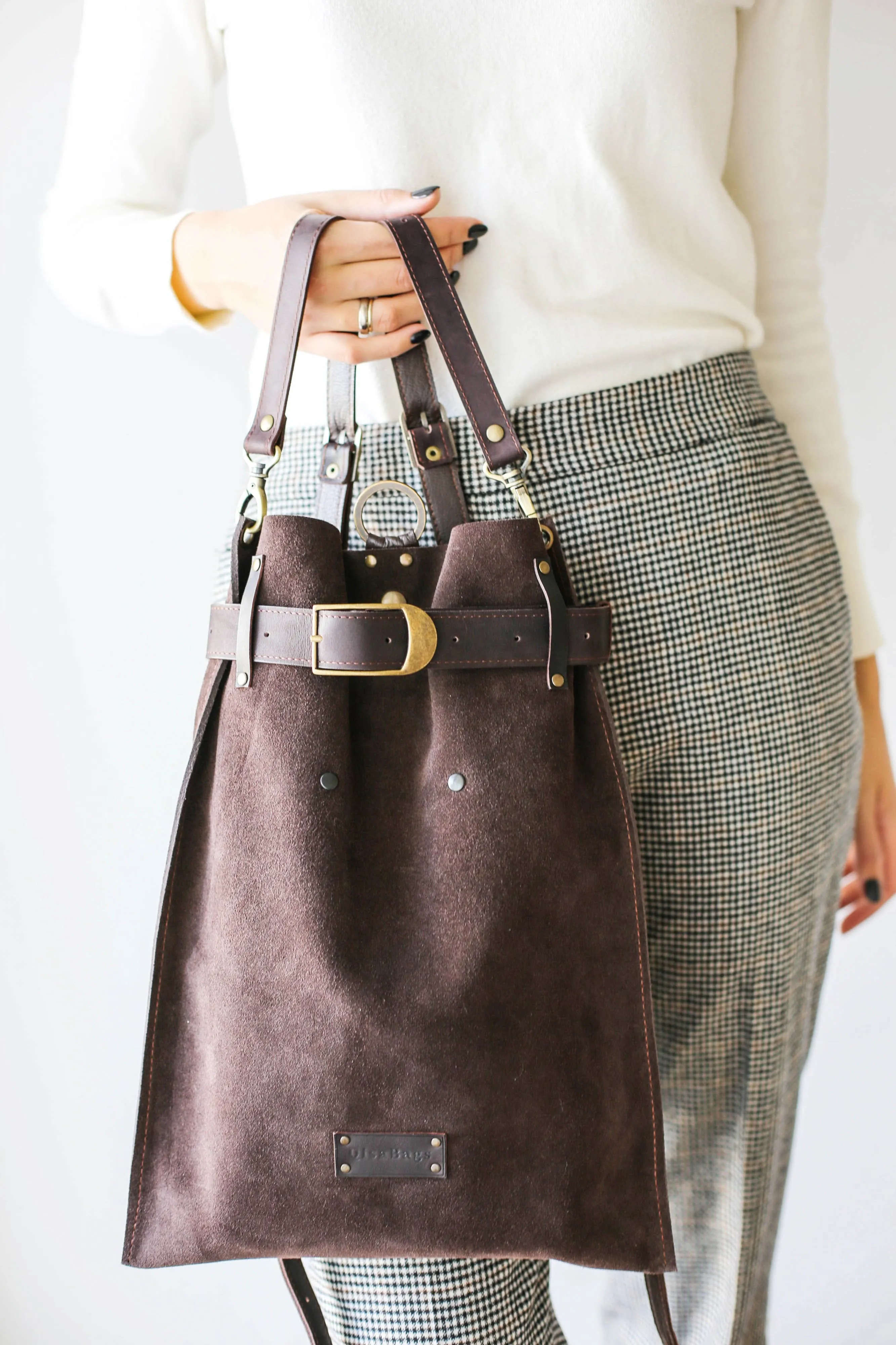 Dark Brown Suede Backpack