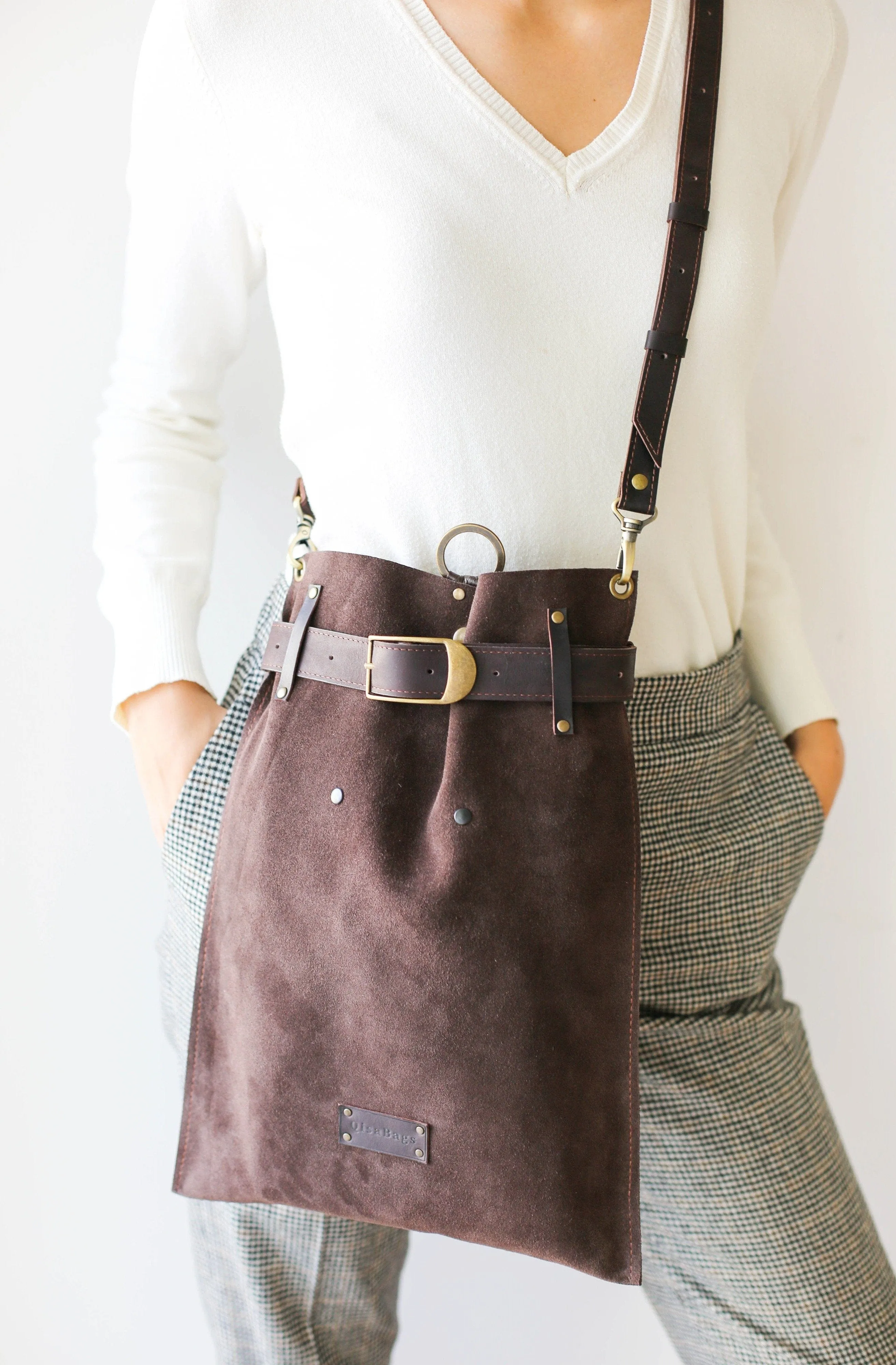 Dark Brown Suede Backpack