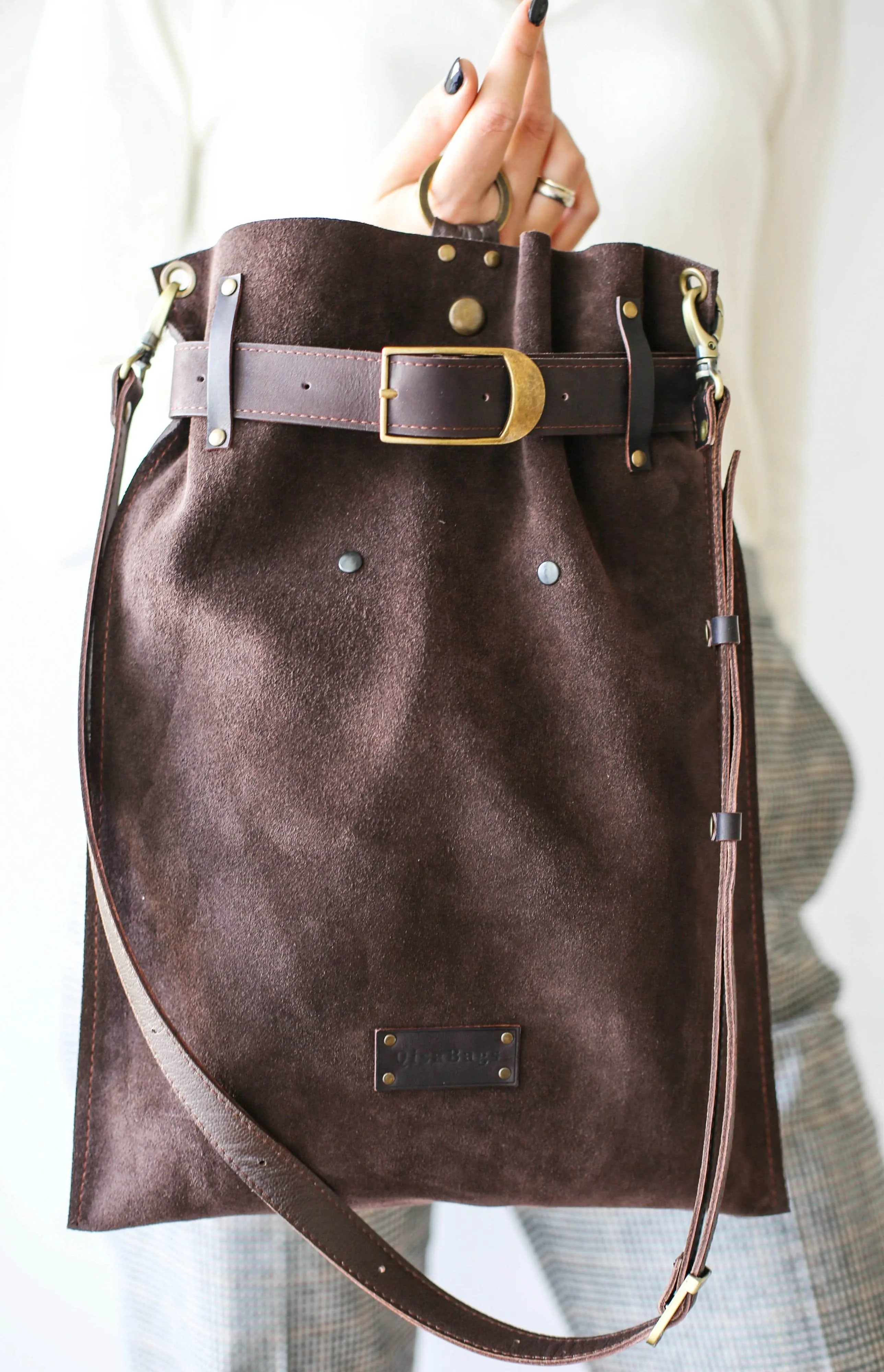 Dark Brown Suede Backpack