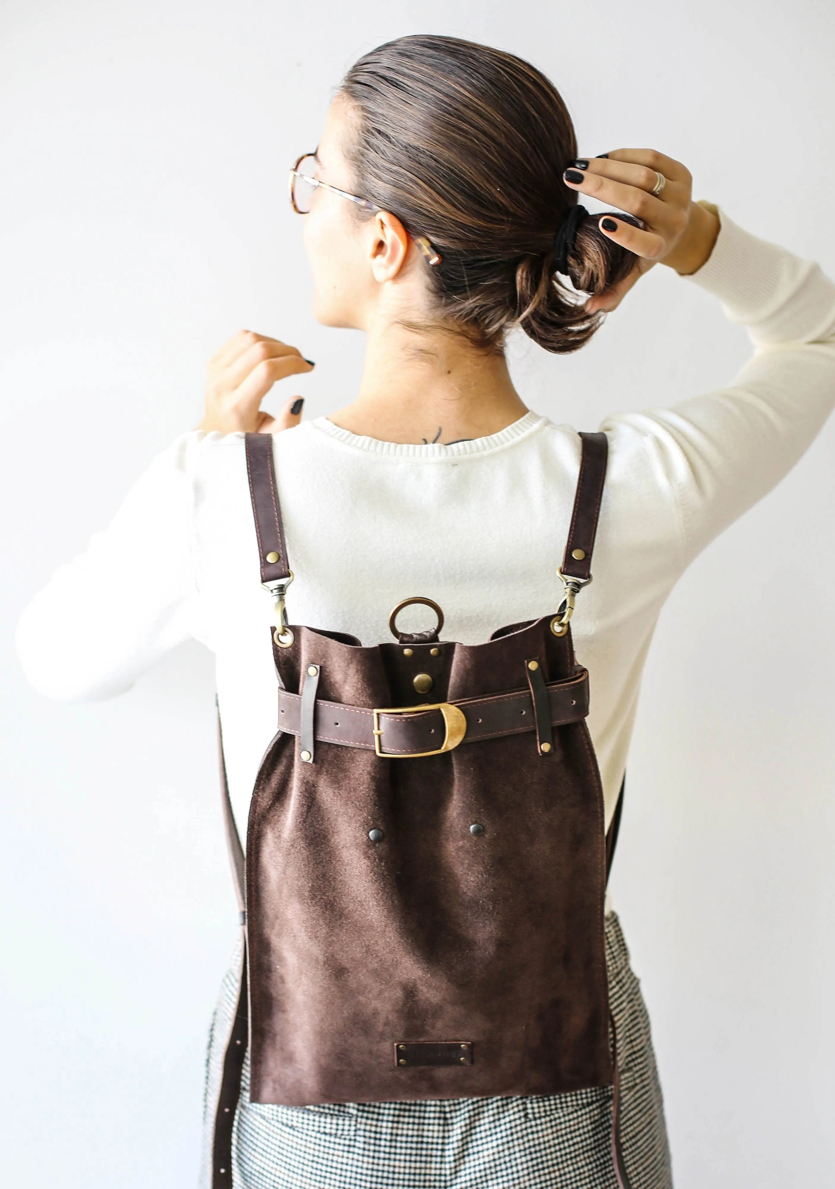 Dark Brown Suede Backpack