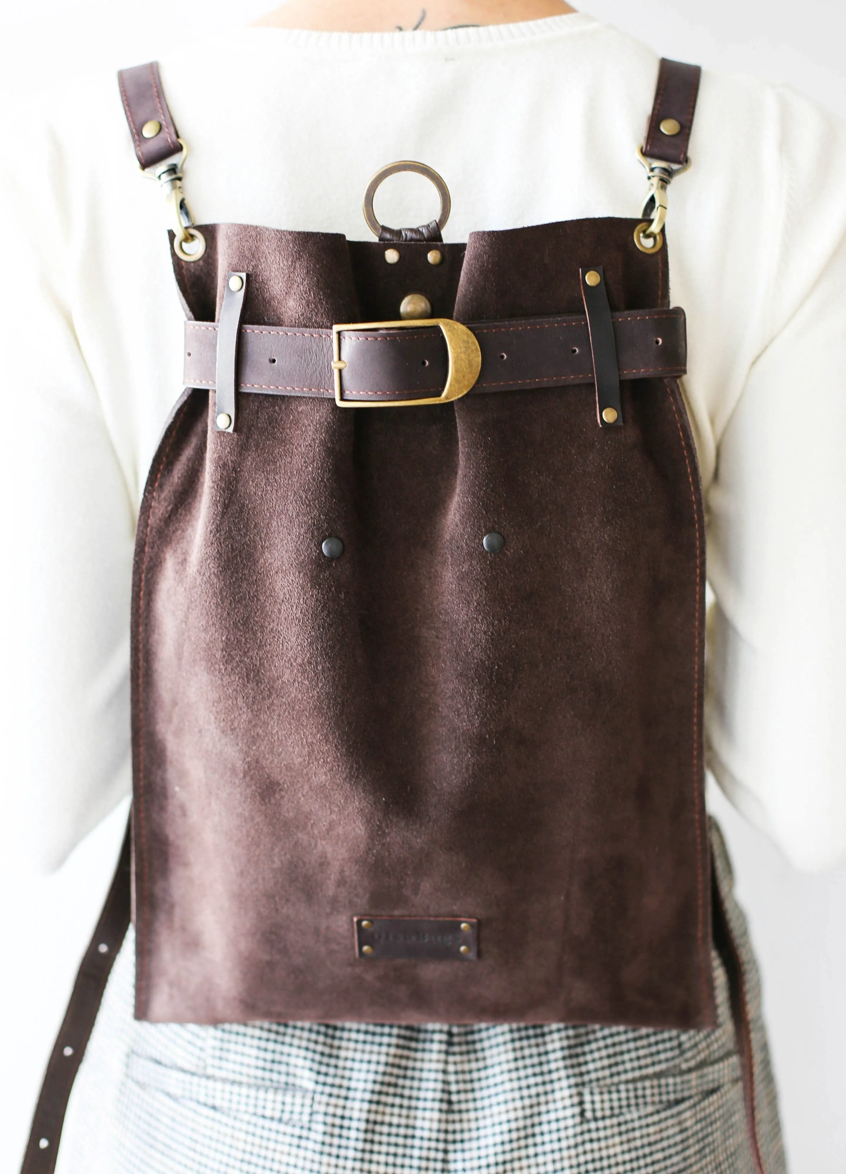 Dark Brown Suede Backpack