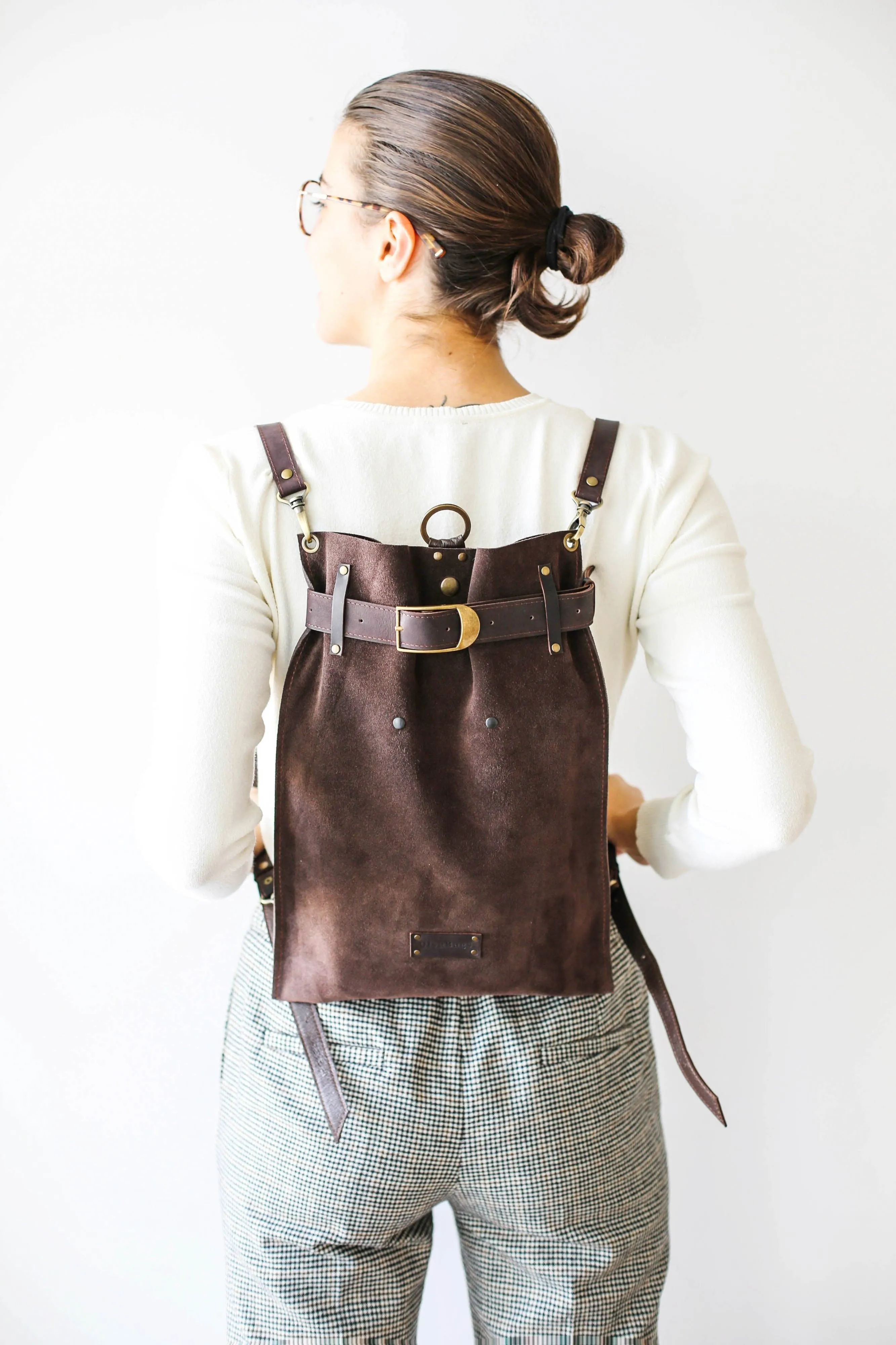 Dark Brown Suede Backpack