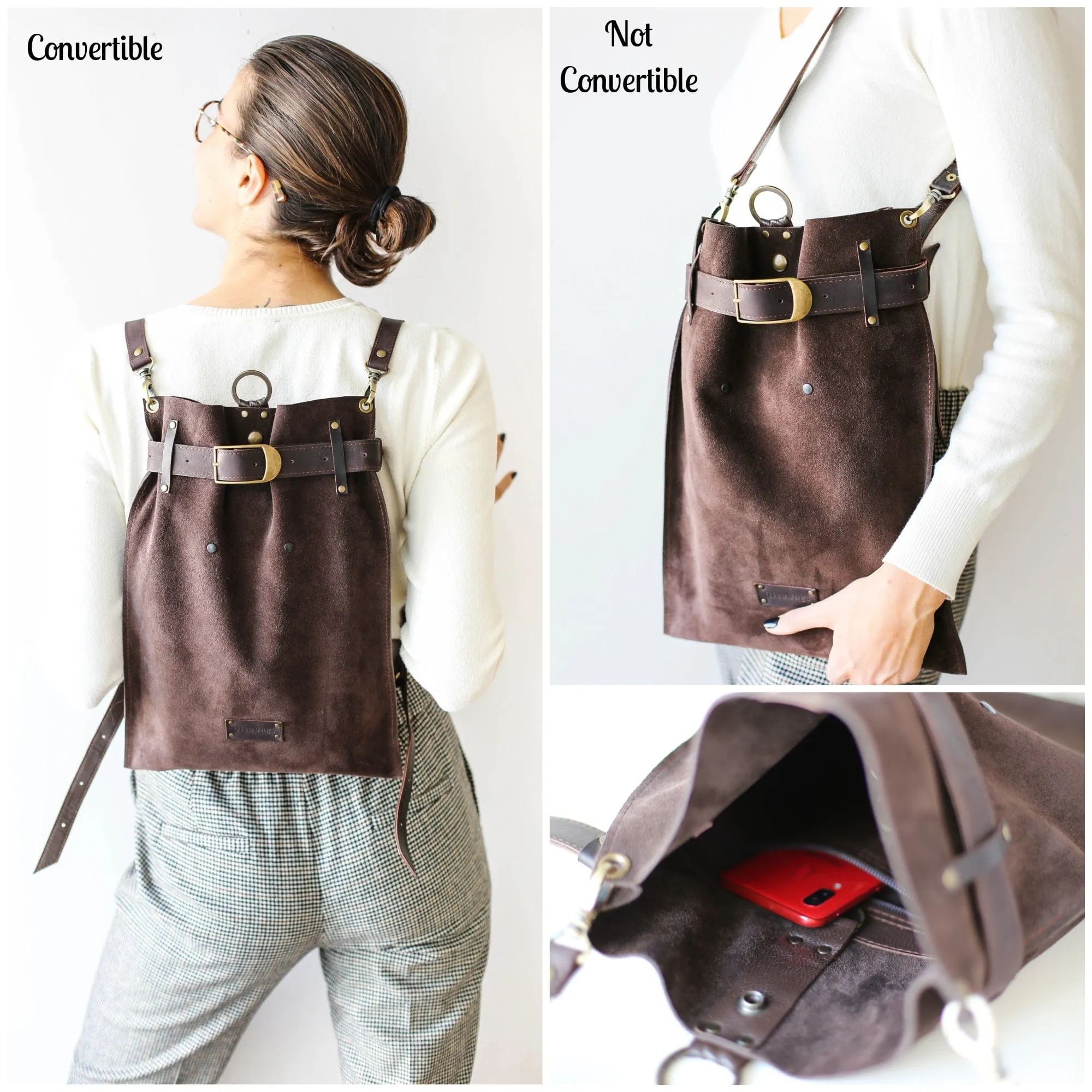 Dark Brown Suede Backpack