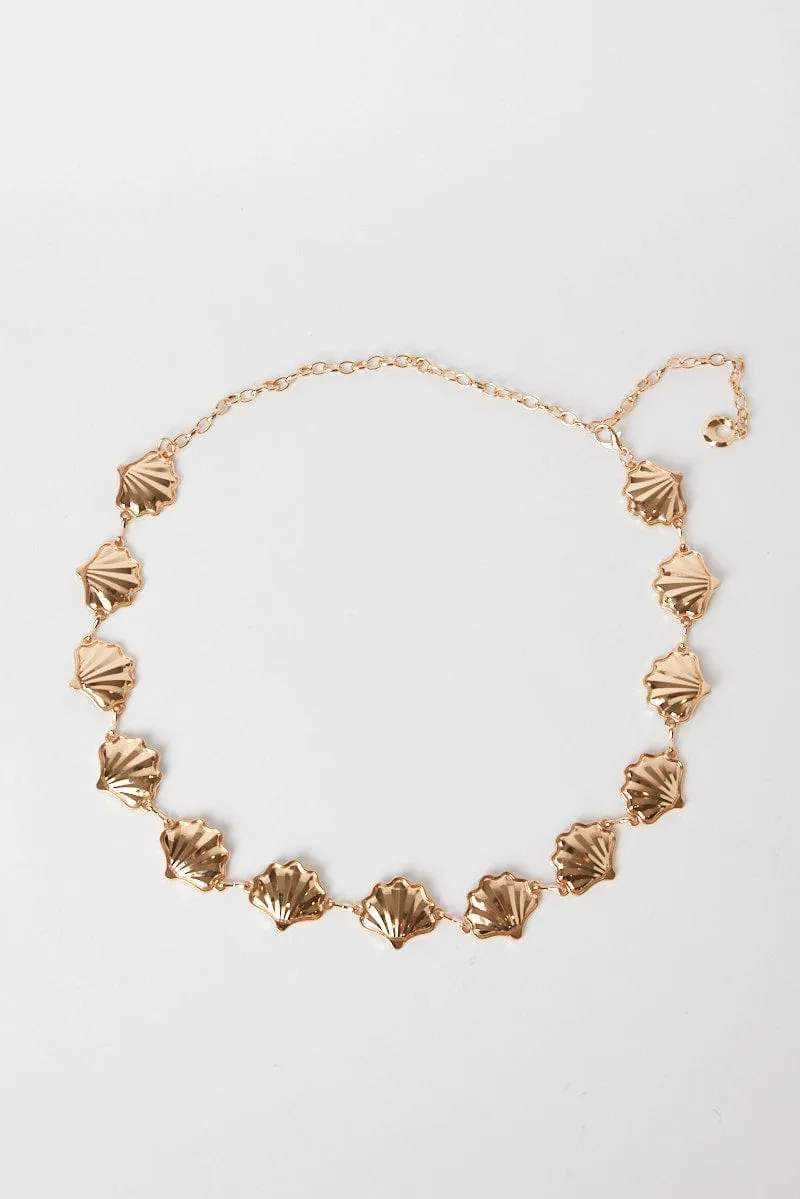 Gold Shell Linked Chain Belts