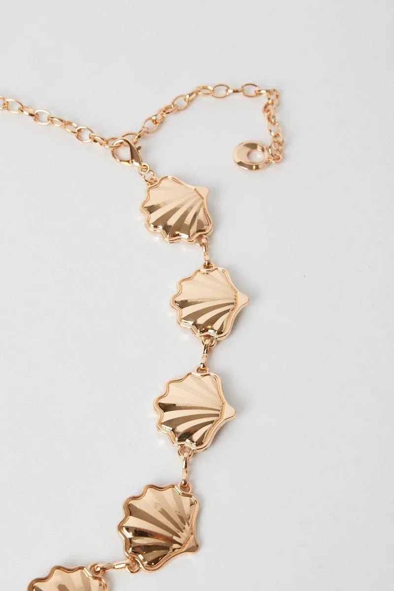 Gold Shell Linked Chain Belts