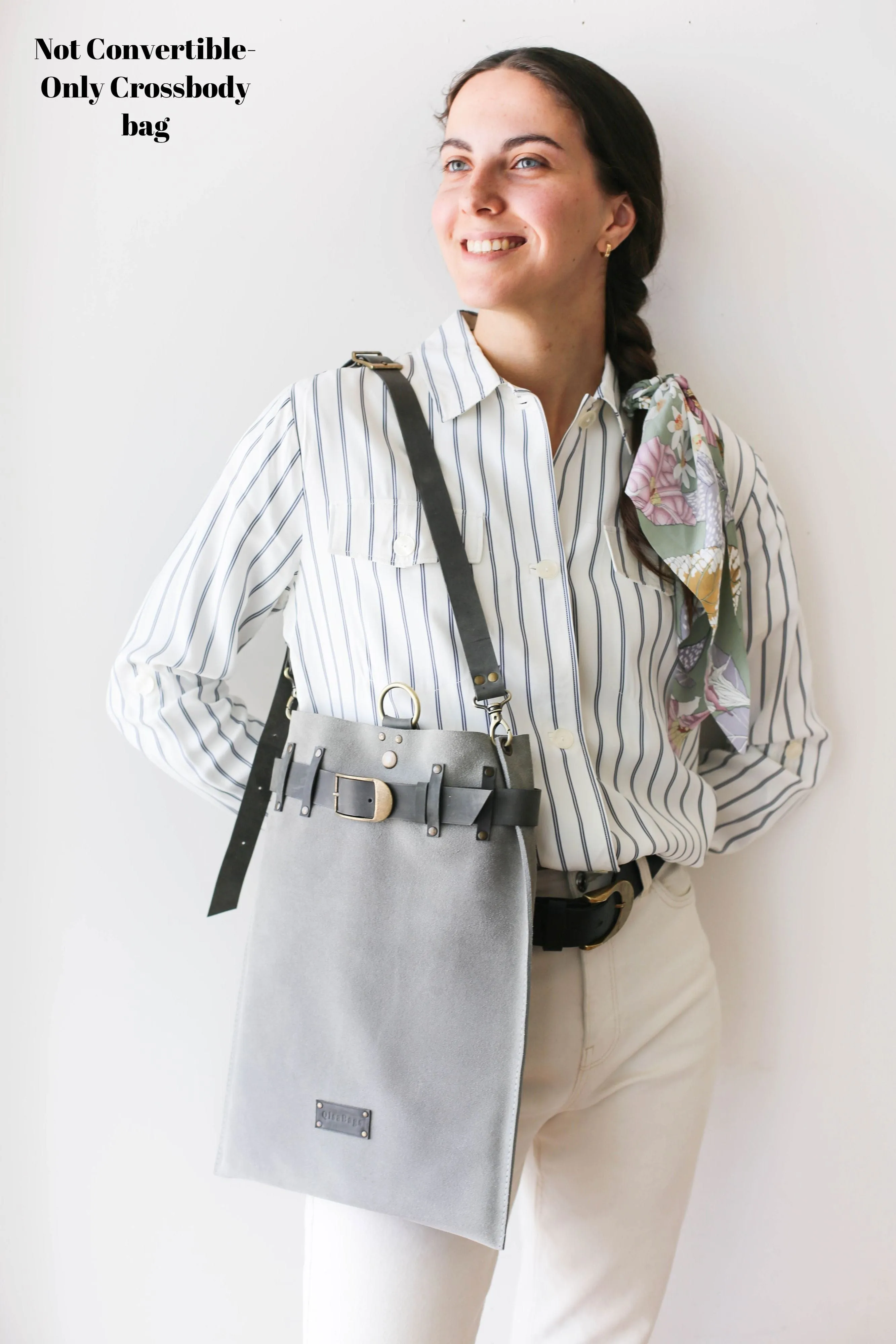 Gray Suede Backpack Purse