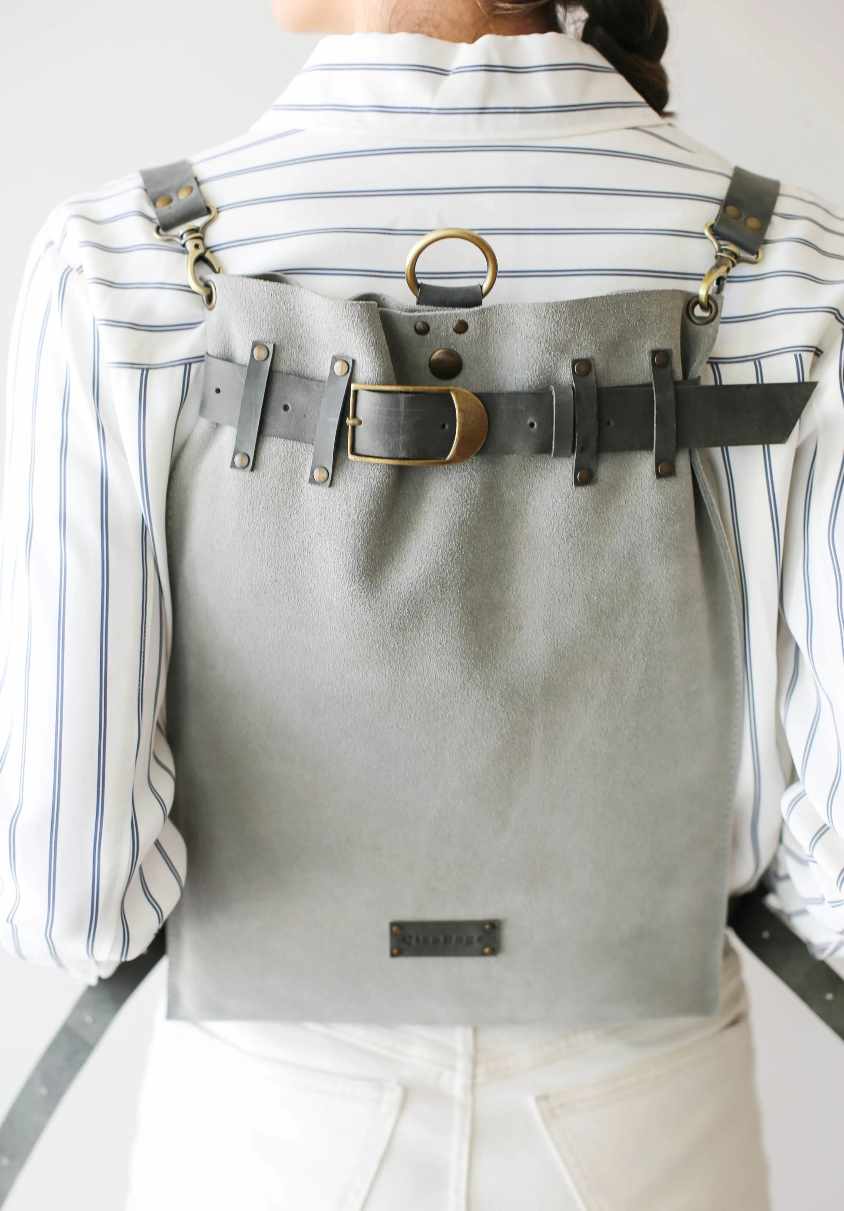 Gray Suede Backpack Purse