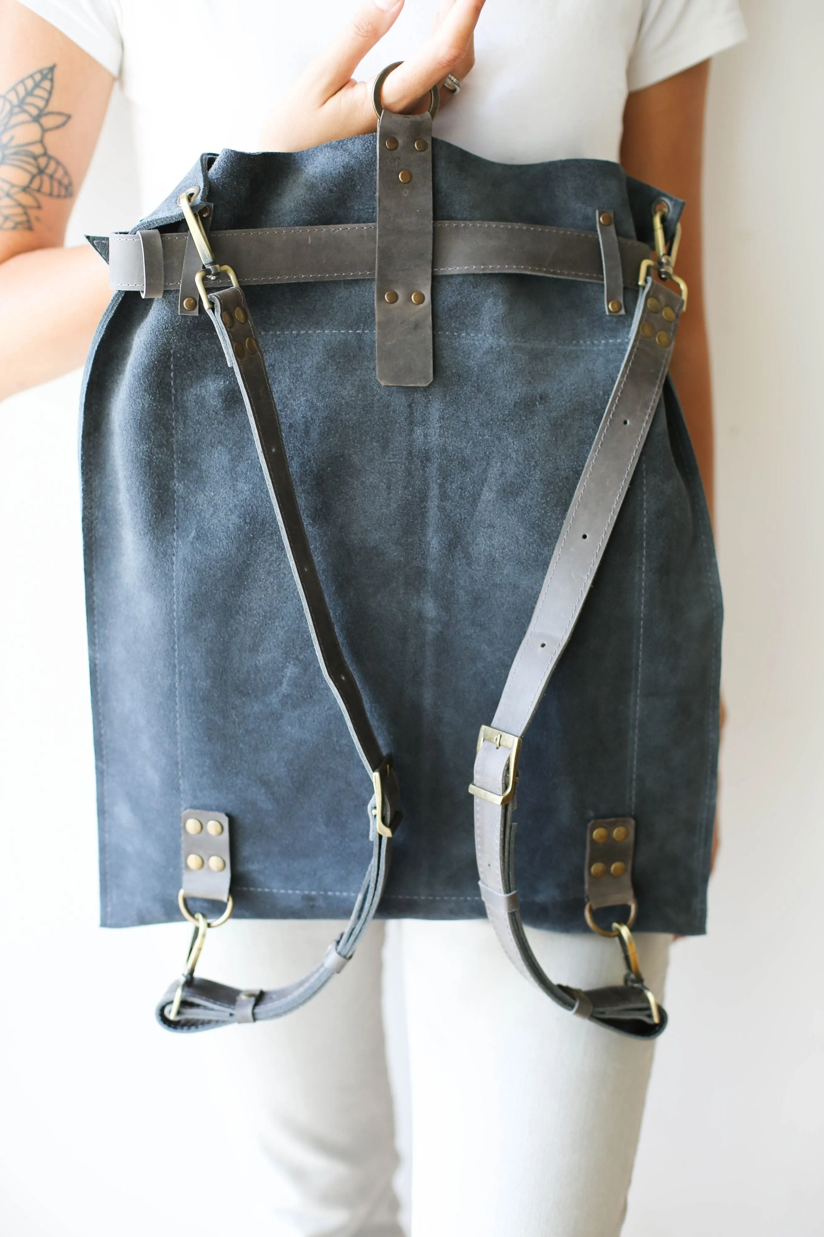 Gray Suede Backpack