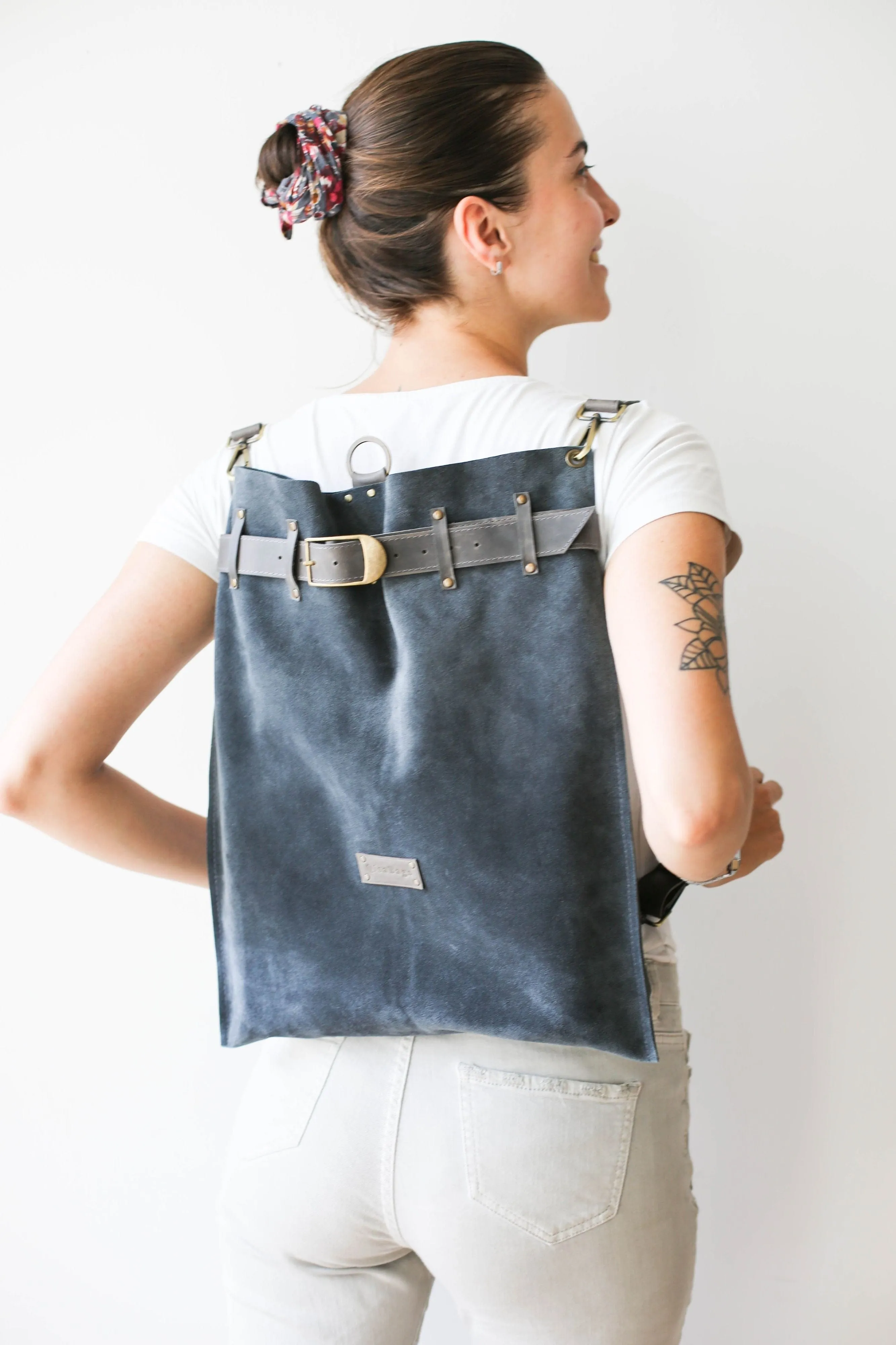 Gray Suede Backpack