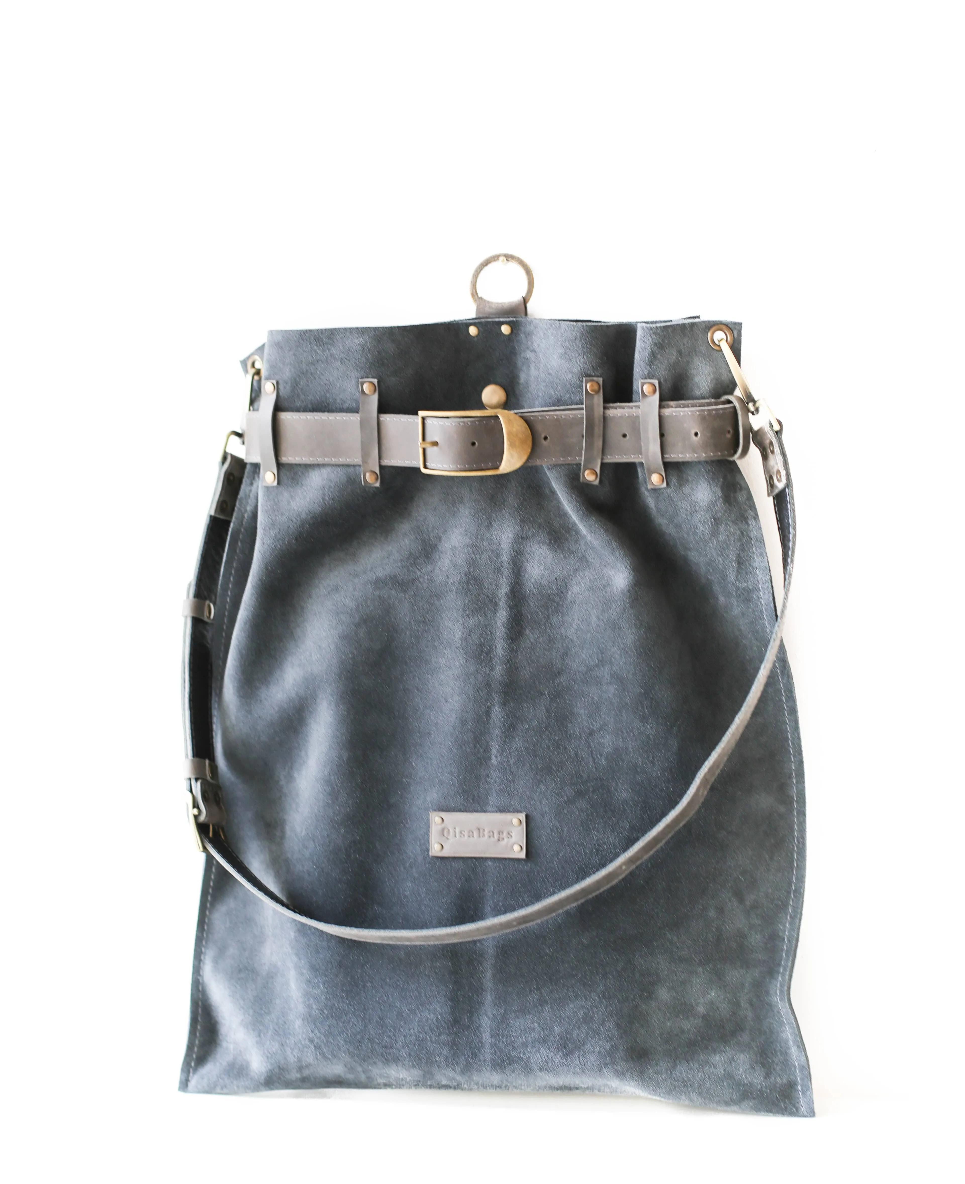 Gray Suede Backpack