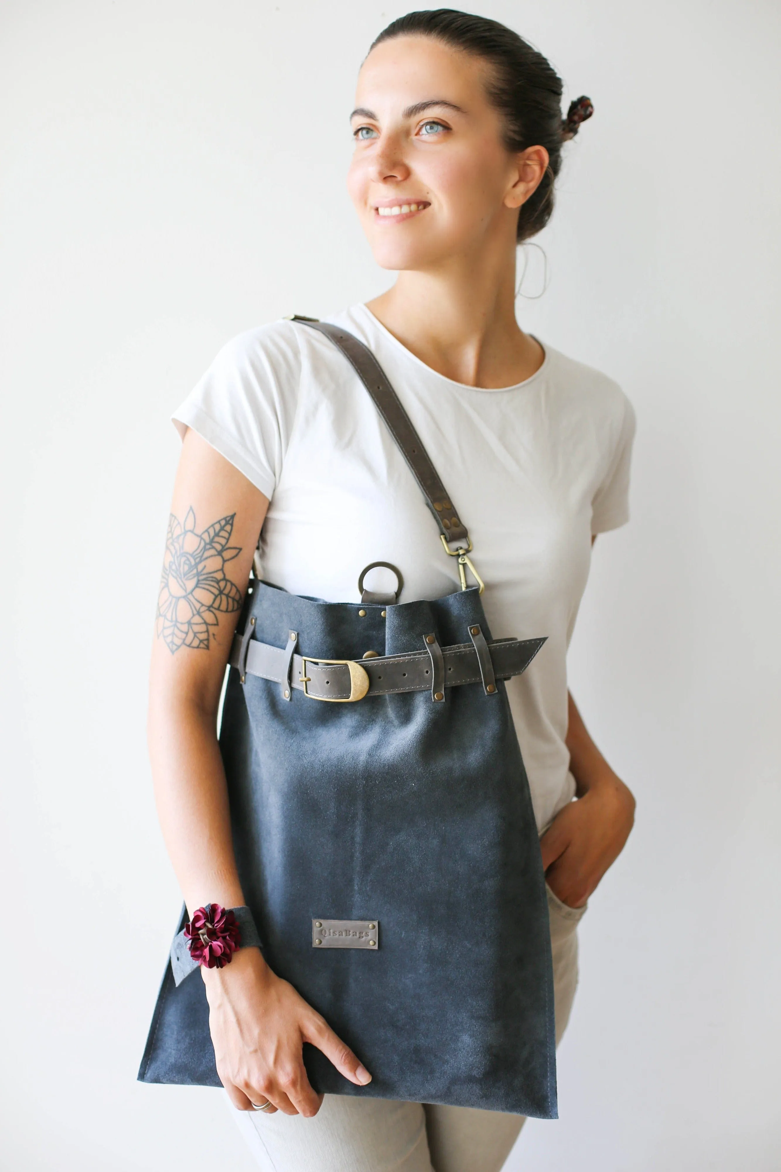 Gray Suede Backpack