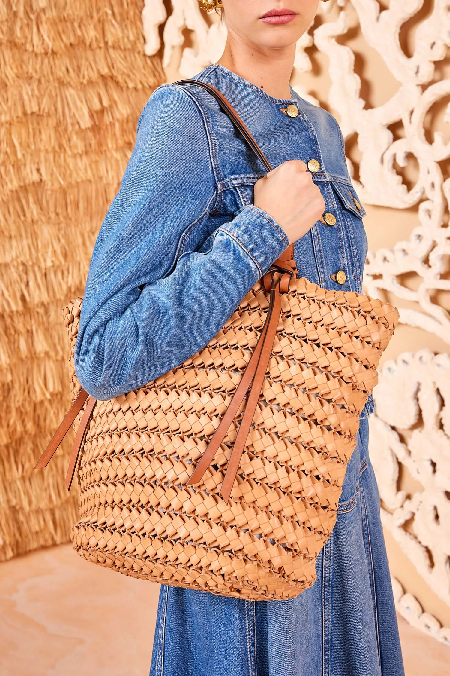 Imani Large Woven Tote - Natural