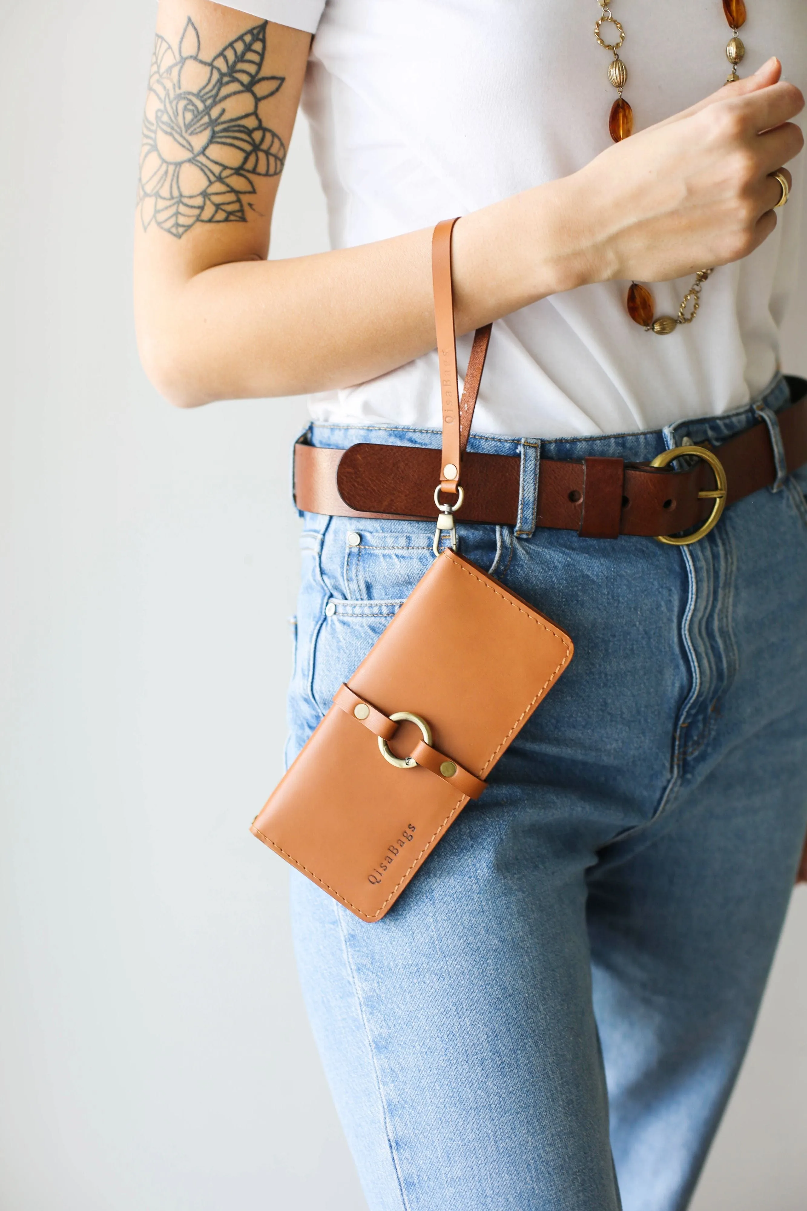 Light Brown Leather Ring Wallet N01
