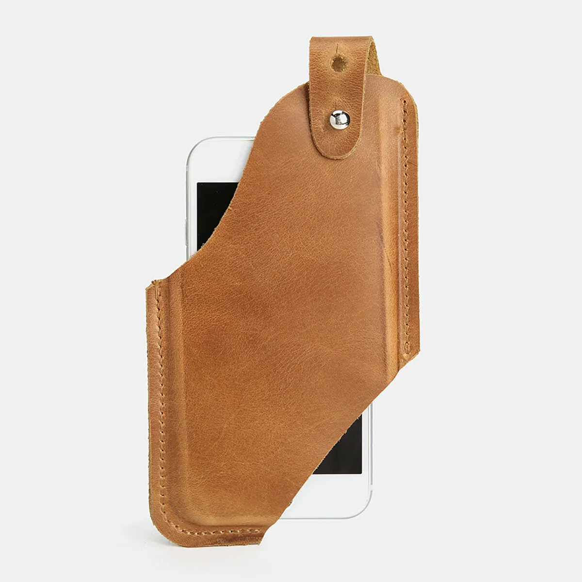 Men Genuine Leather Ultra-thin Horizontal Tactical 6.5 Inch Phone Bag Belt Sheath