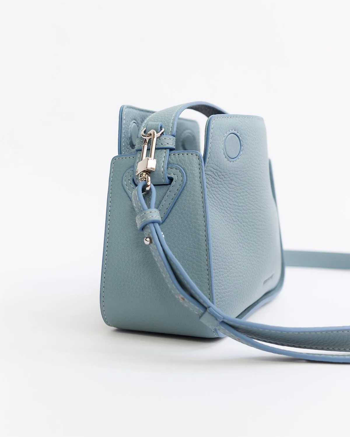 Mini Clementine Bag: Baby Blue Pebbled Leather