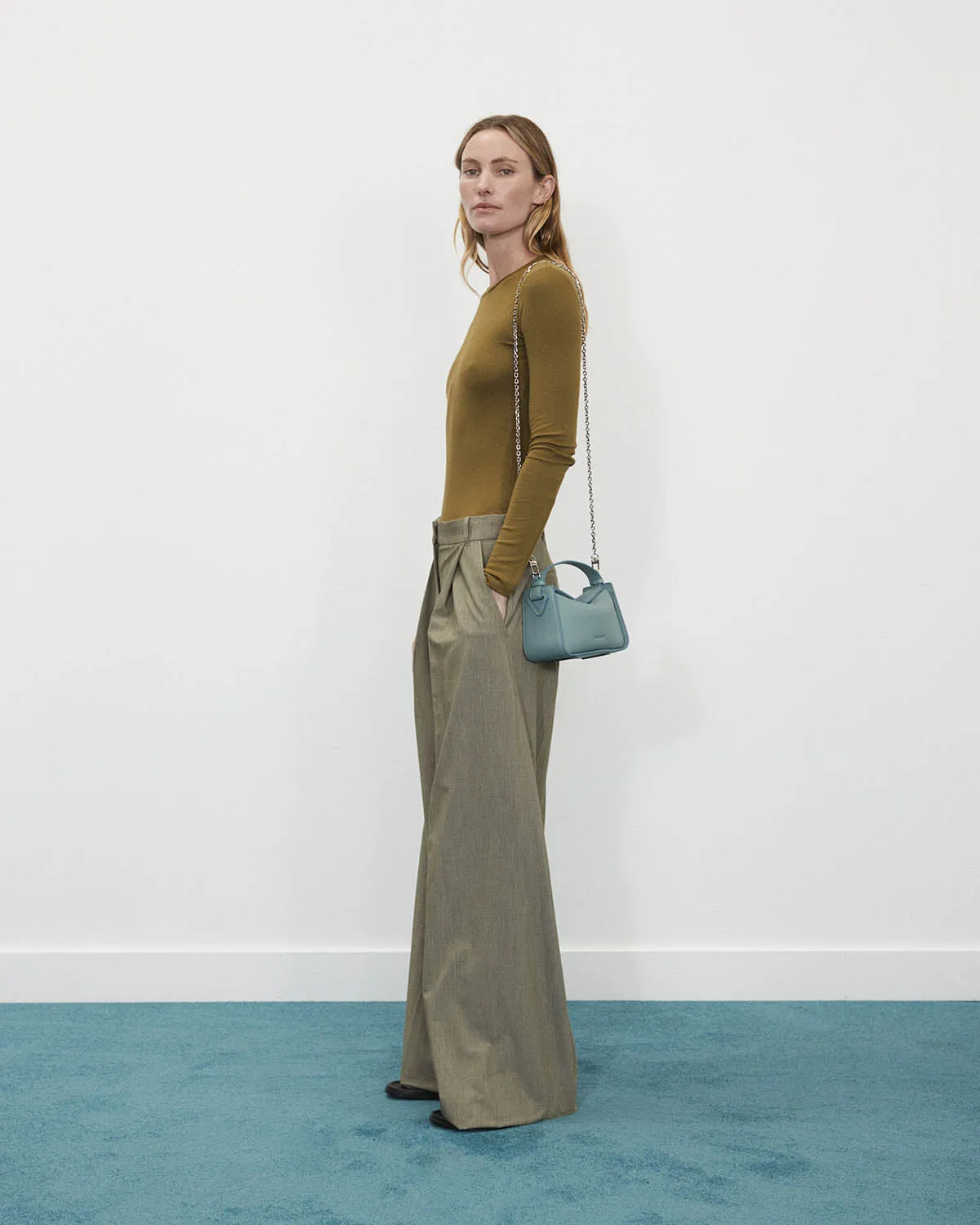 Mini Clementine Bag: Baby Blue Pebbled Leather