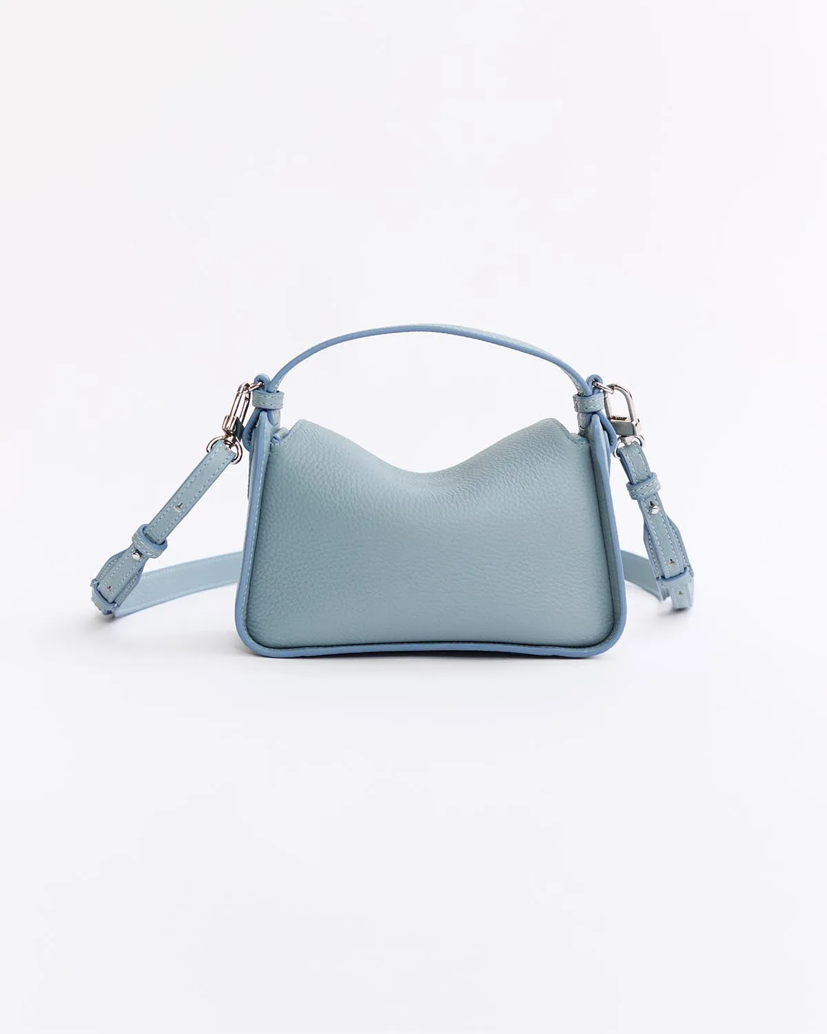 Mini Clementine Bag: Baby Blue Pebbled Leather