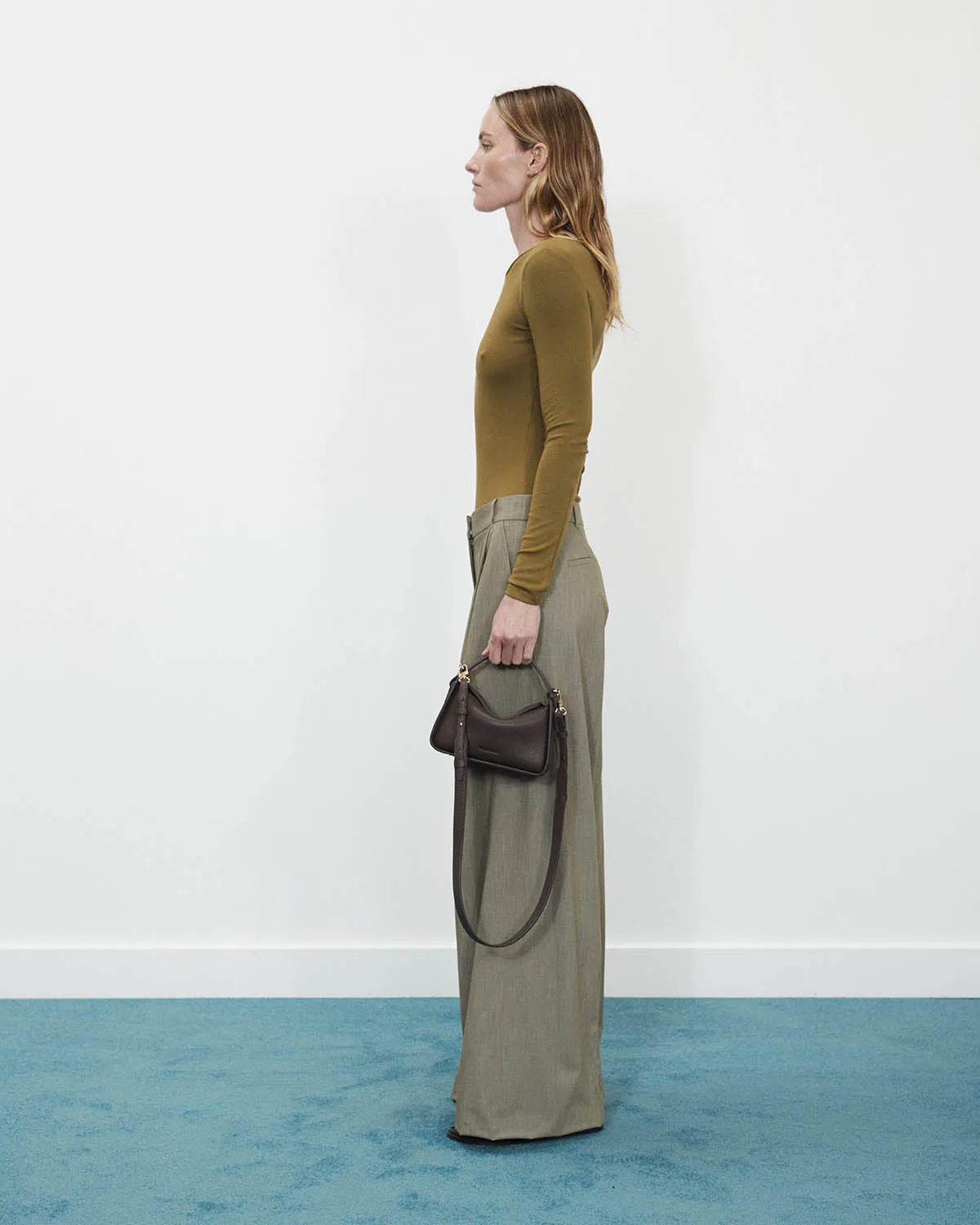 Mini Clementine Bag: Charcoal Pebbled Leather with Gold