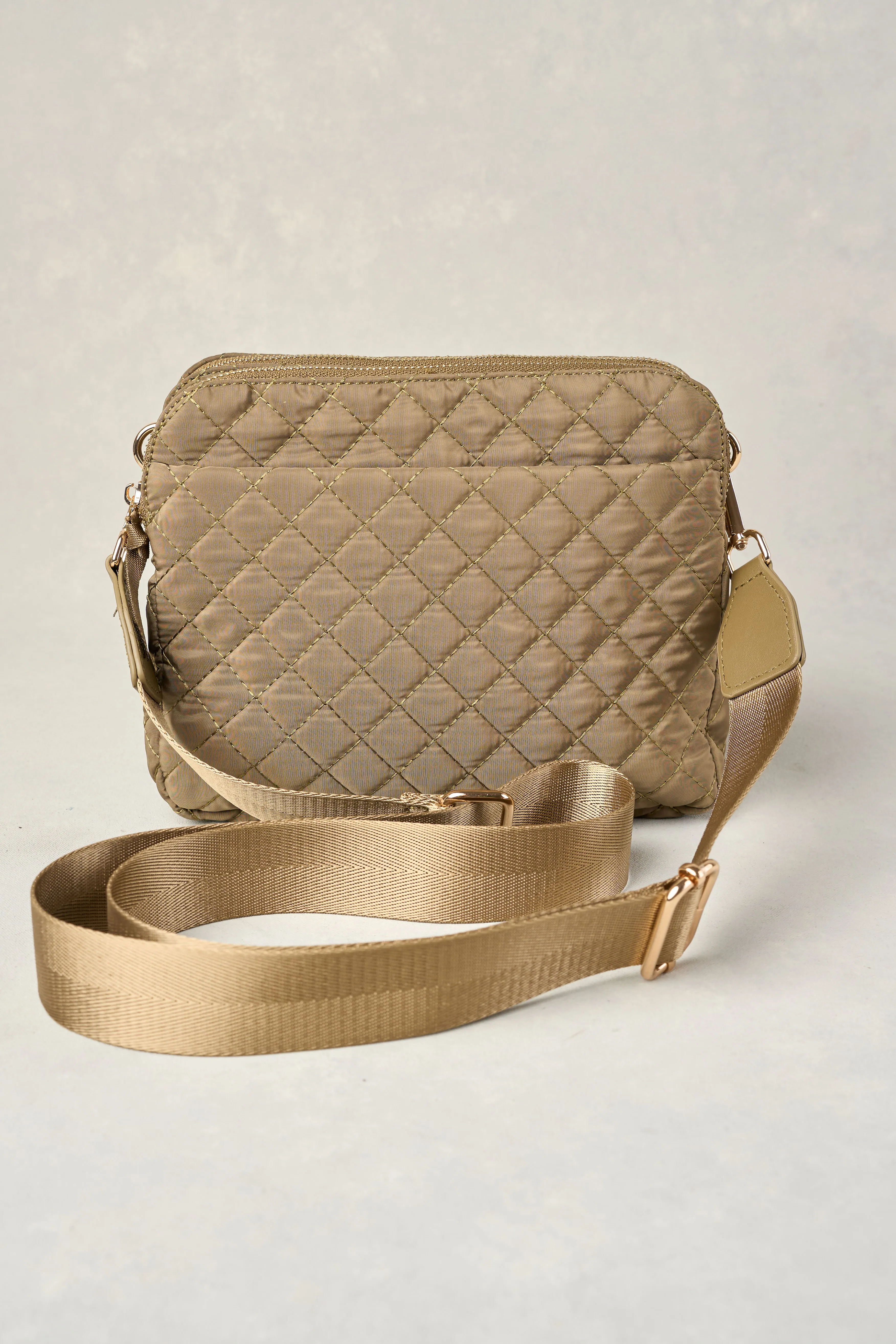 Naomi Quilted Crossbody Bag - Khaki