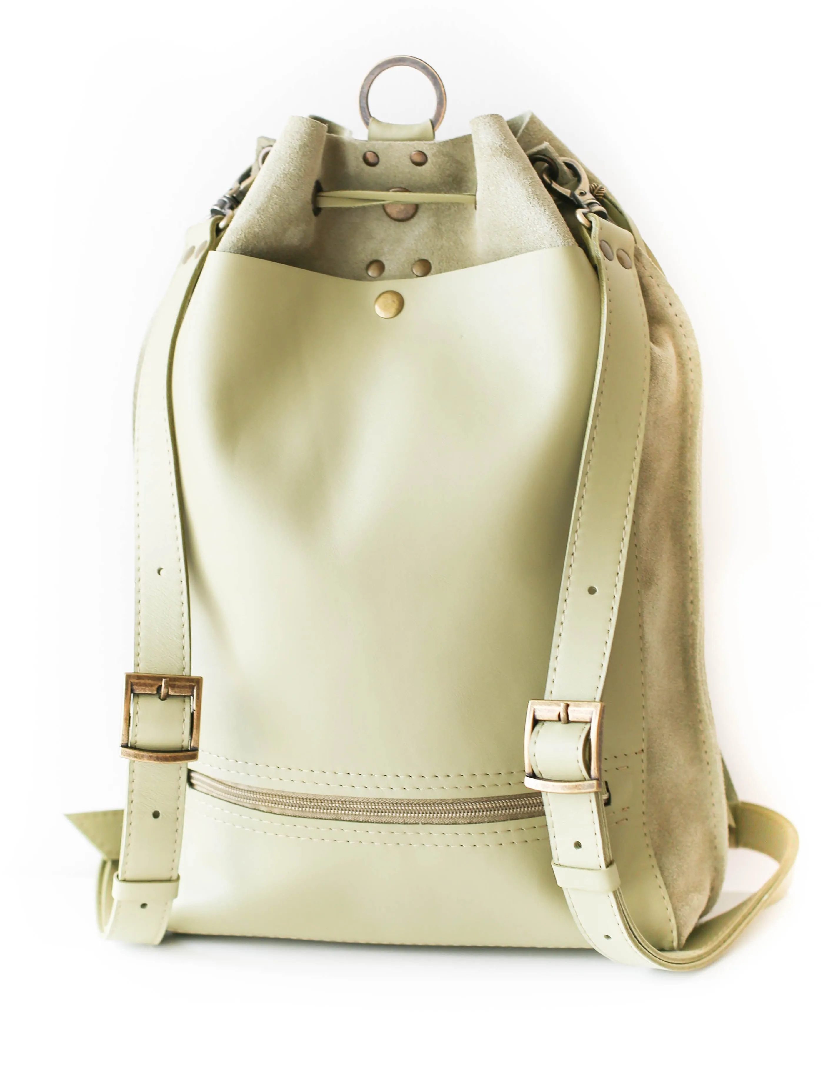 Olive Leather Backpack Purse