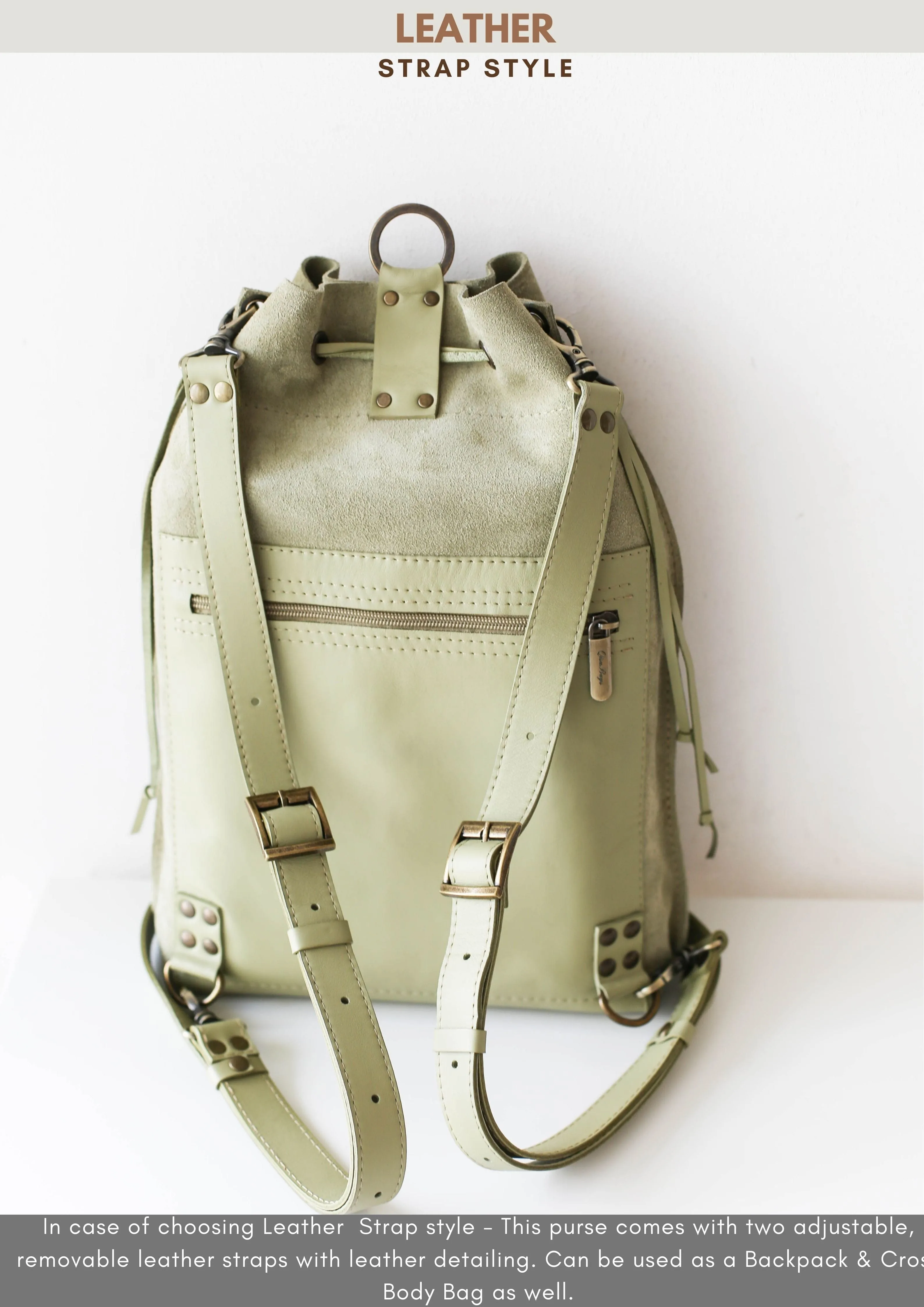 Olive Leather Backpack Purse