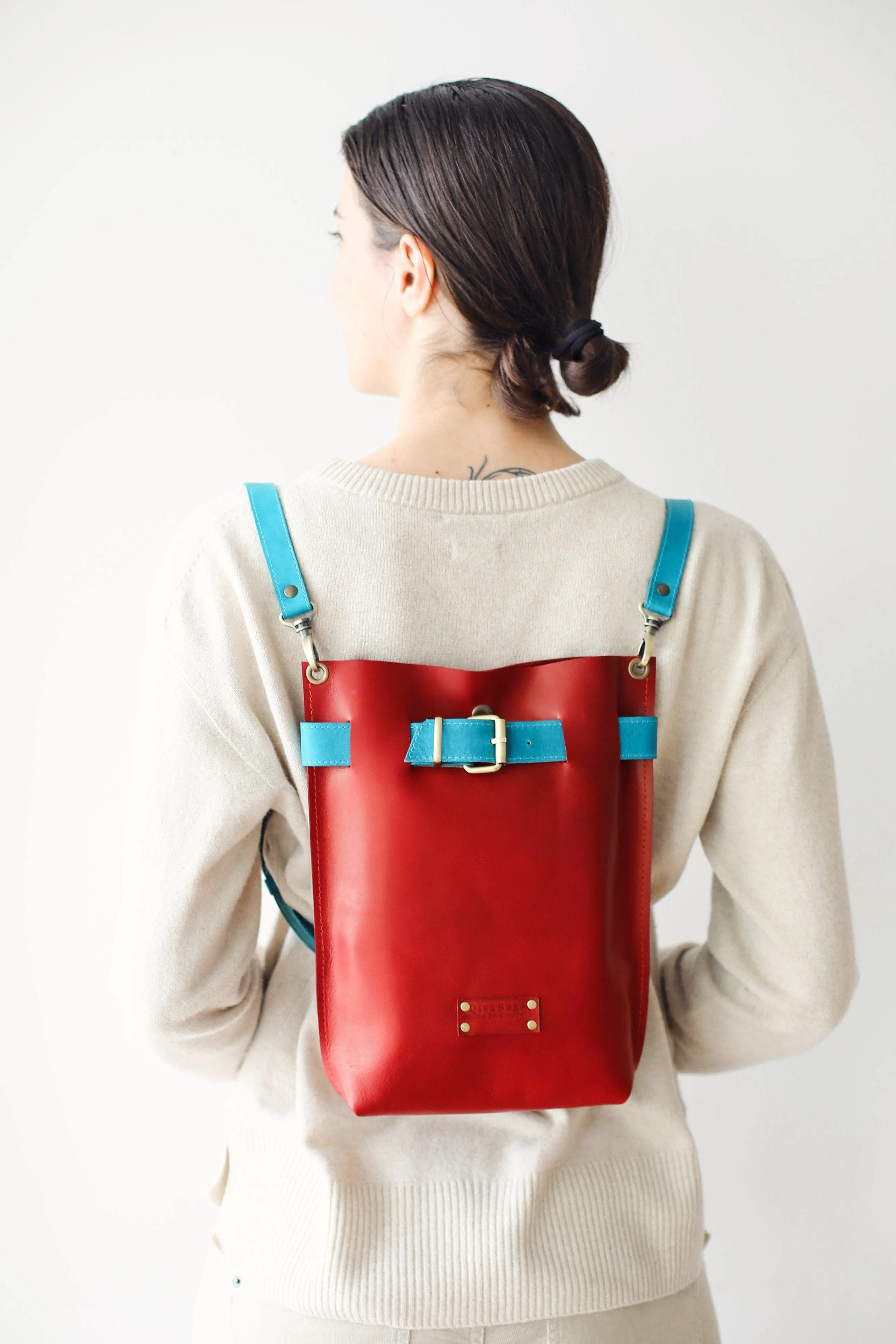 Red w/Blue Leather Bag
