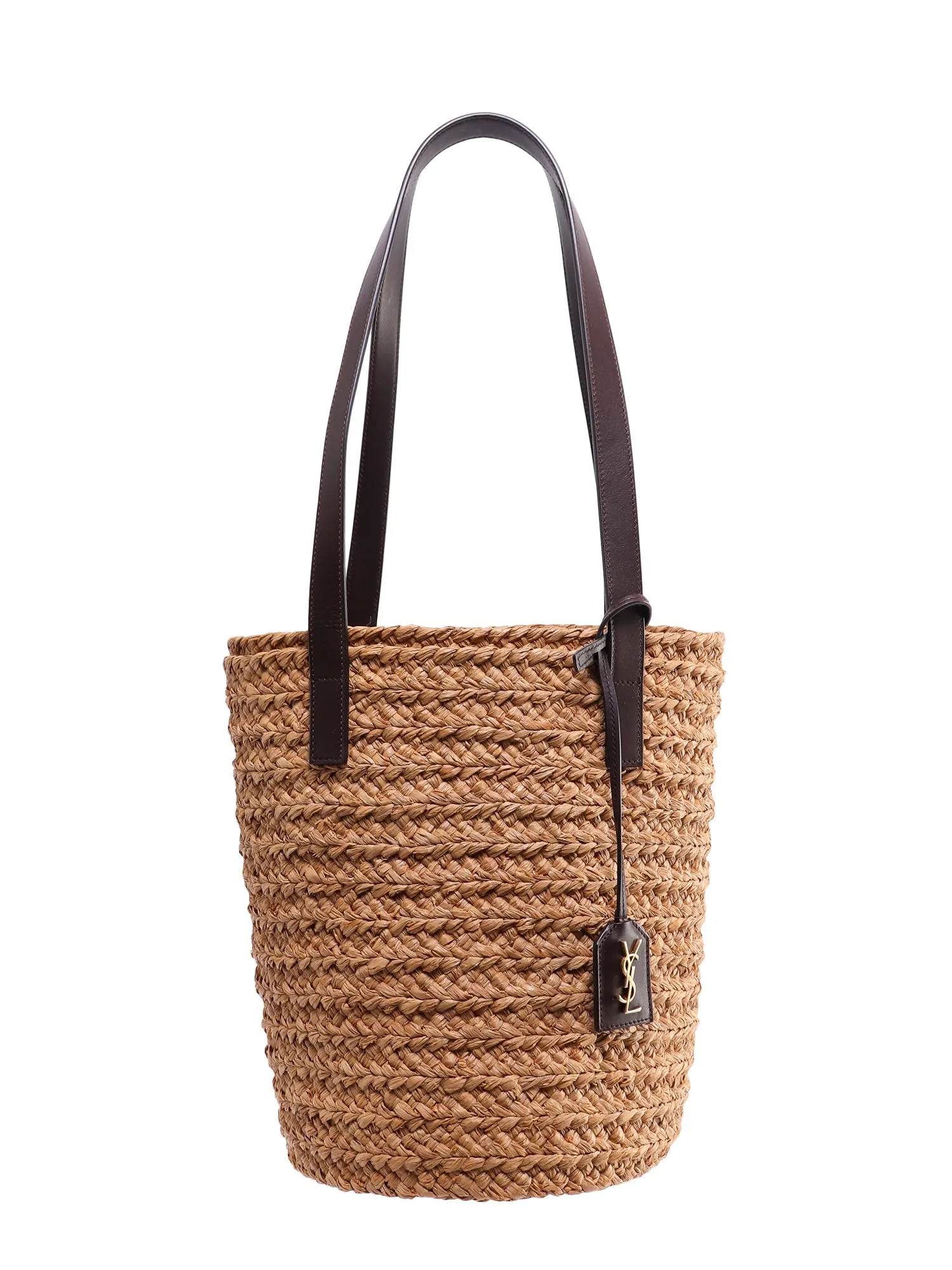 Saint Laurent Logo Plaque Woven Tote Bag