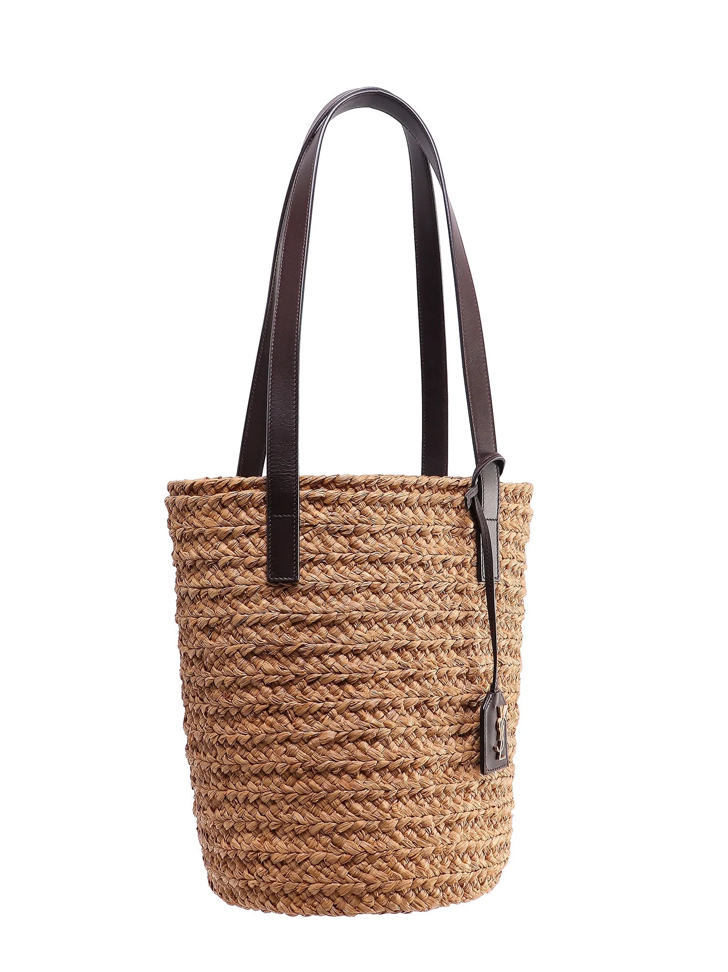 Saint Laurent Logo Plaque Woven Tote Bag